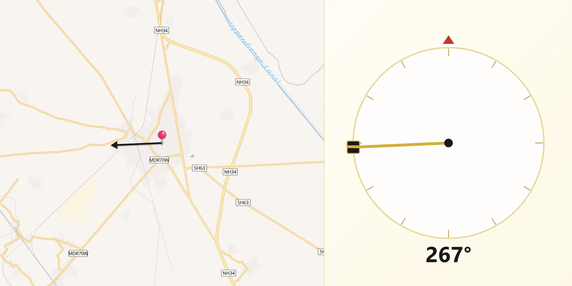 Qibla Direction from Khurja