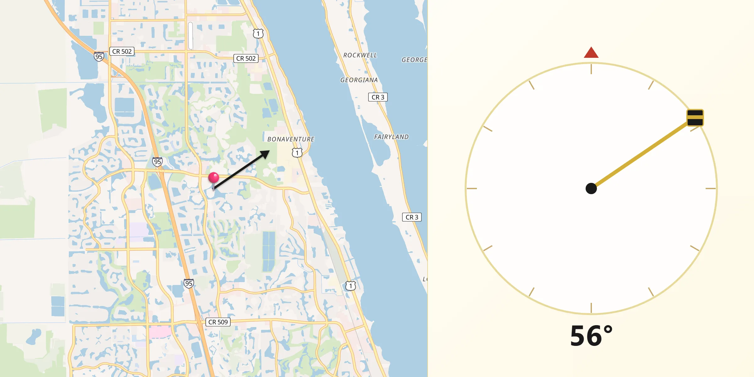 Qibla Direction from Viera East
