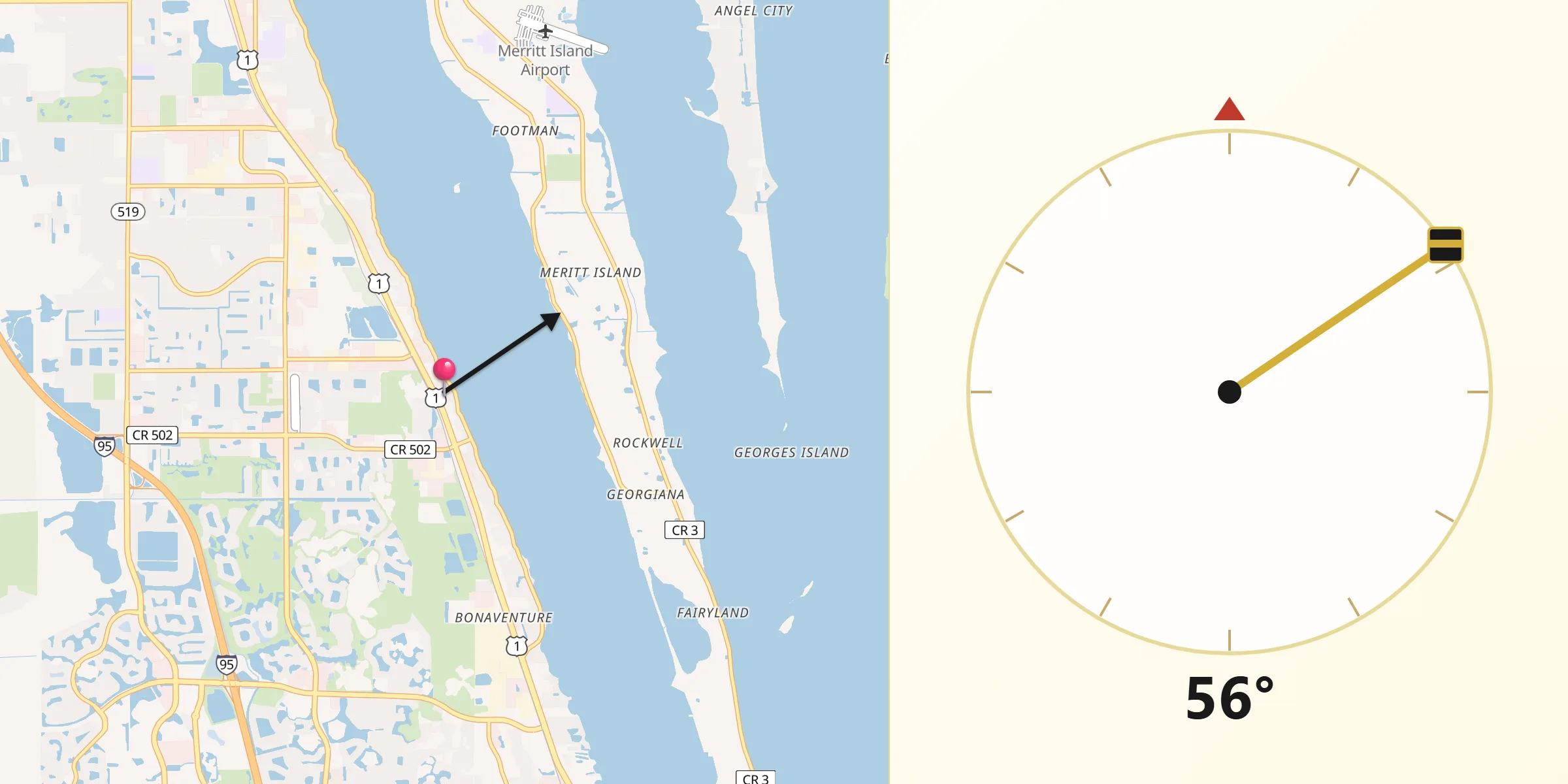 Qibla Direction from Brevard