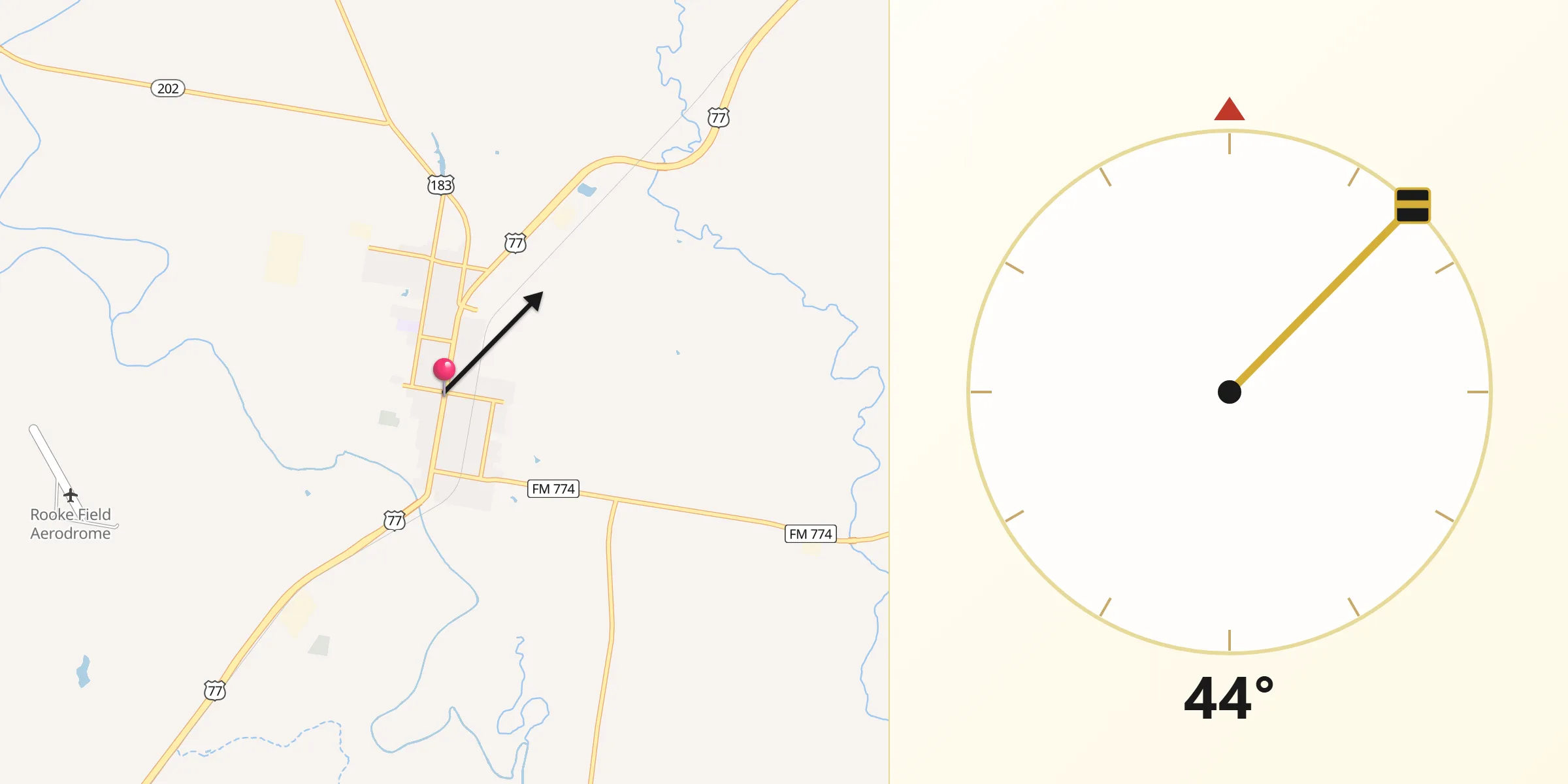 Qibla Direction from Refugio