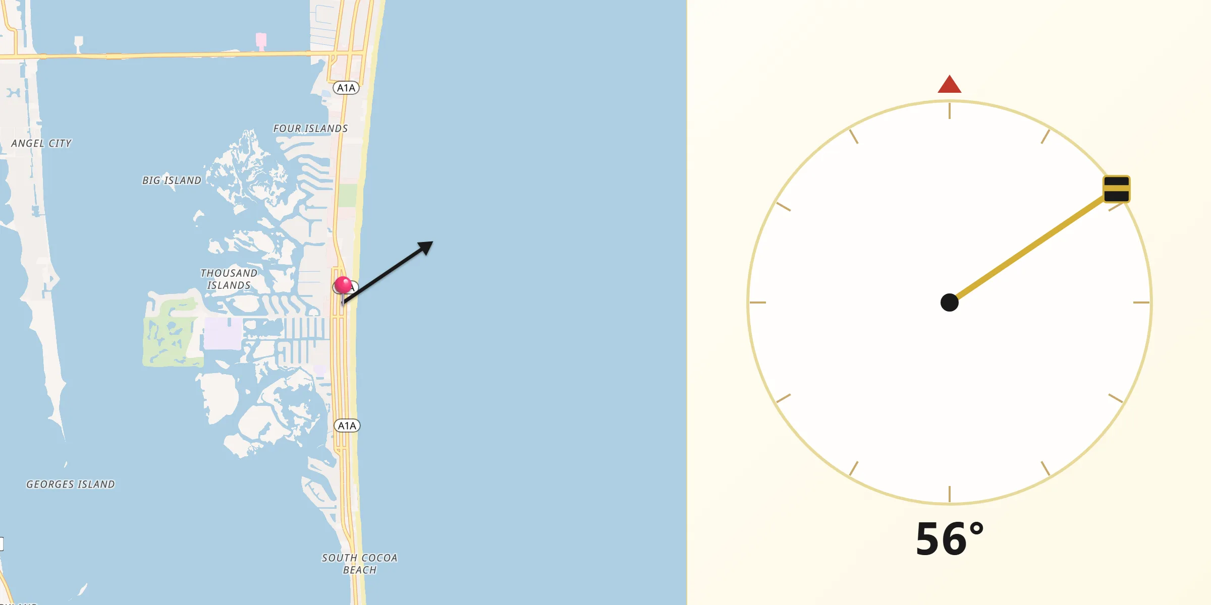Qibla Direction from Cocoa Beach