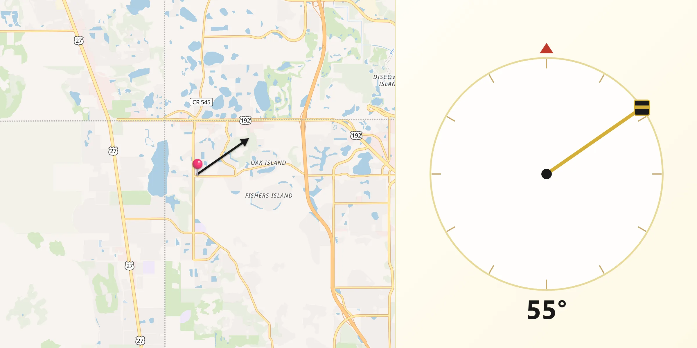 Qibla Direction from Four Corners