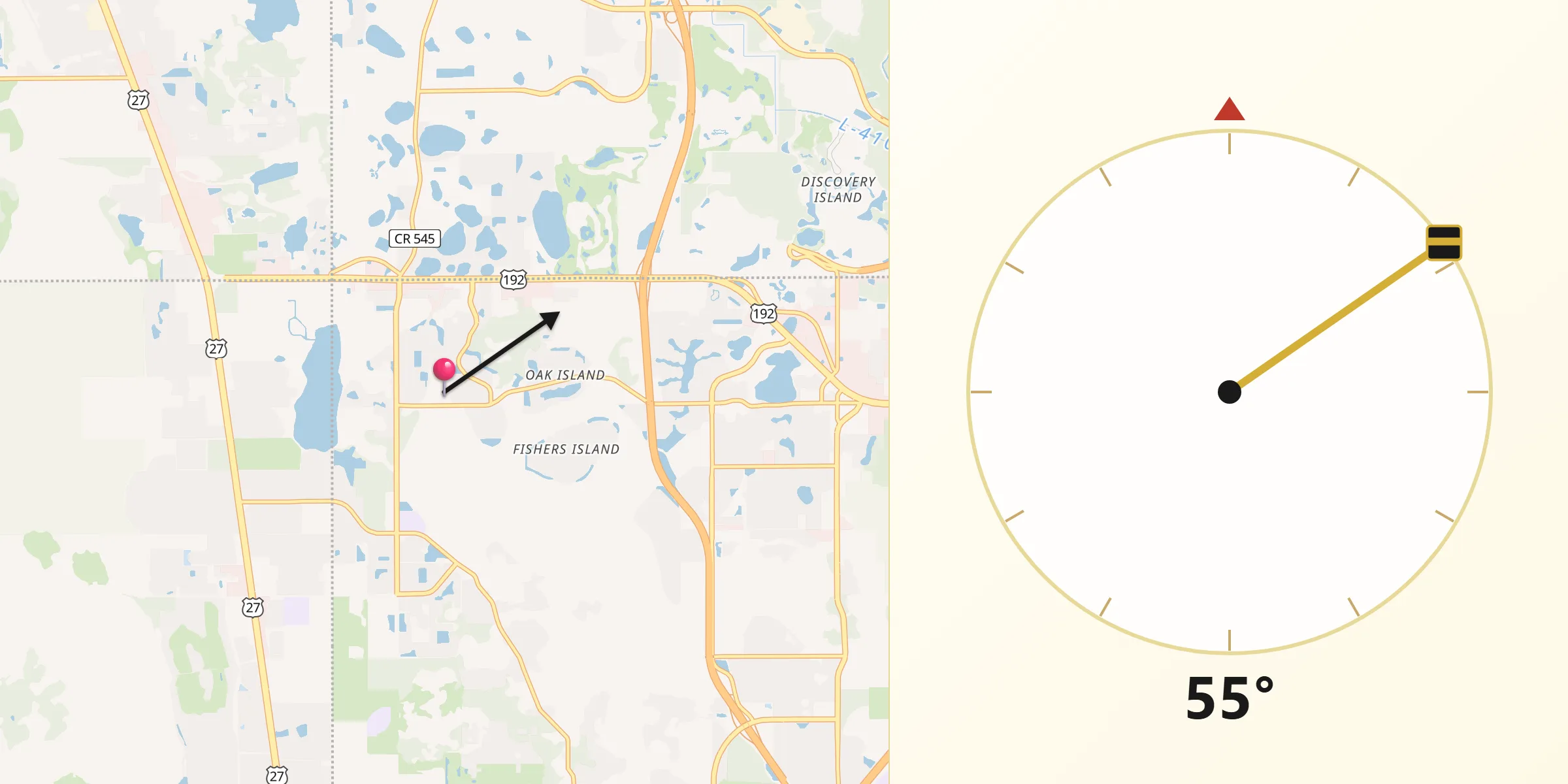 Qibla Direction from Citrus Ridge