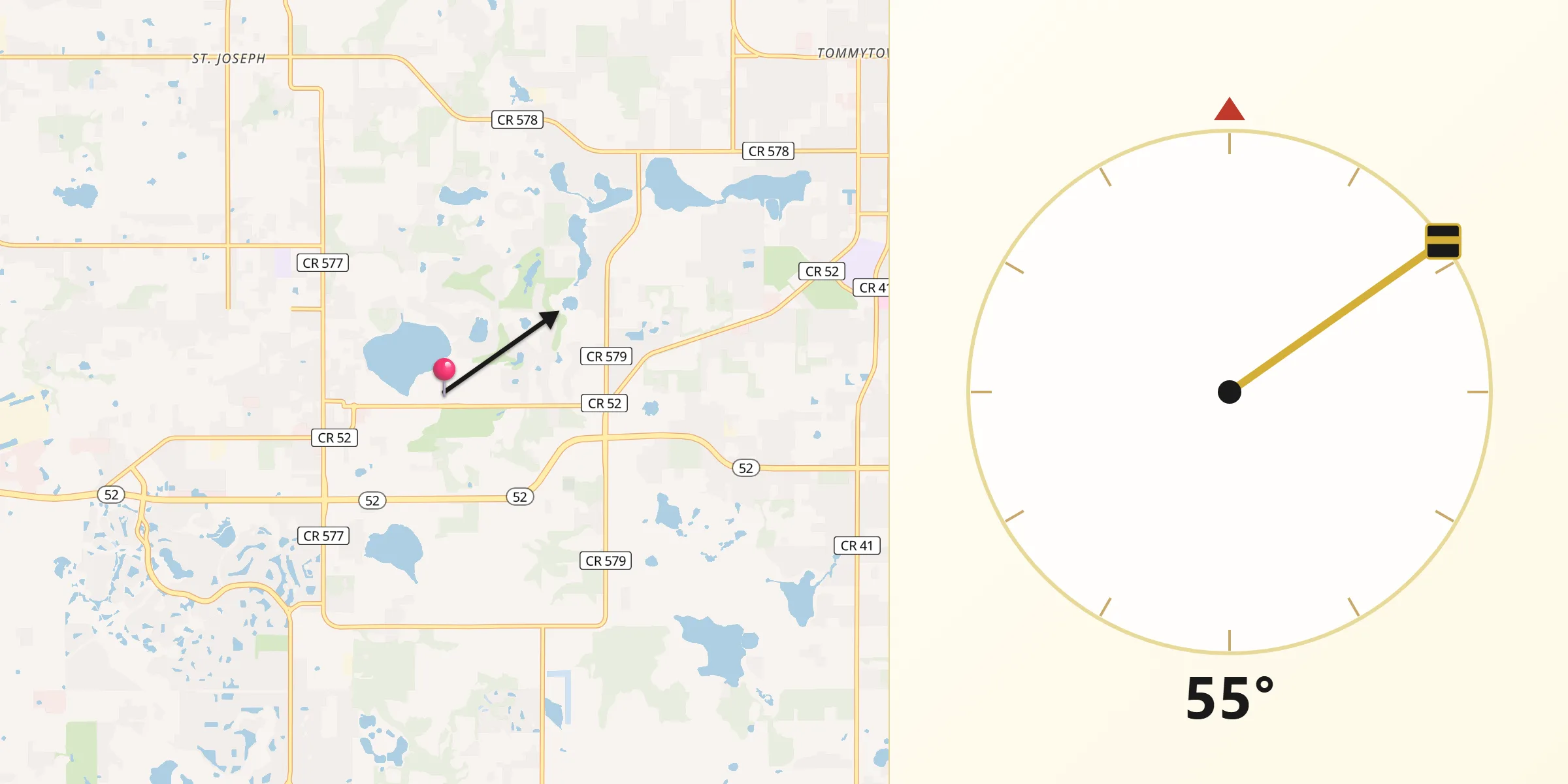 Qibla Direction from Saint Leo