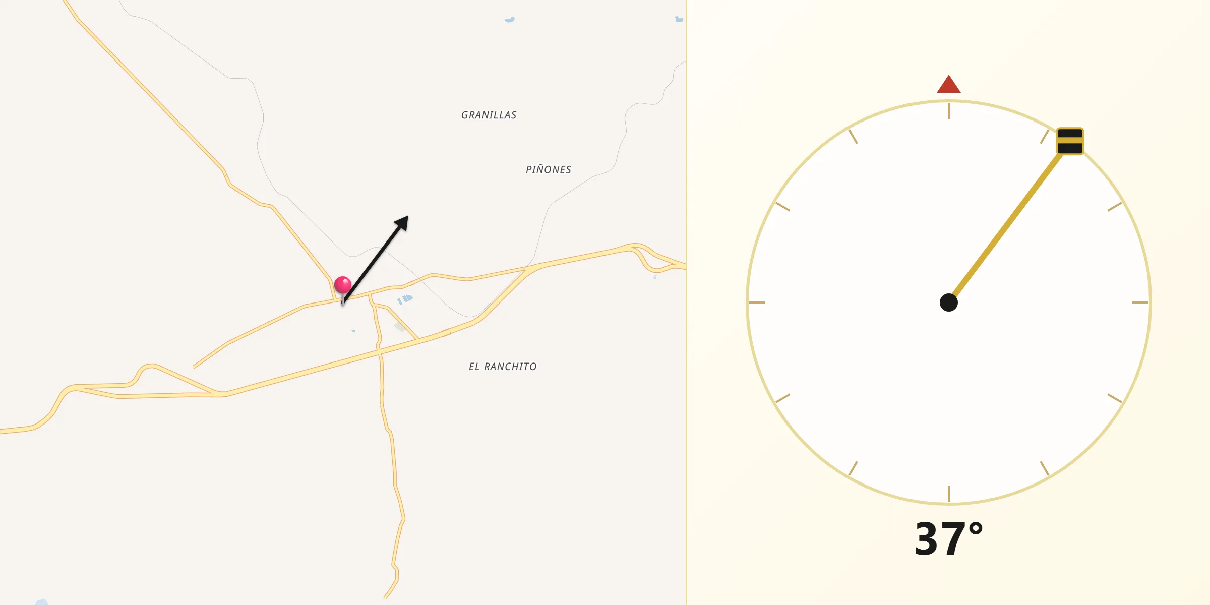 Dirección de la Qibla desde Santa Isabel