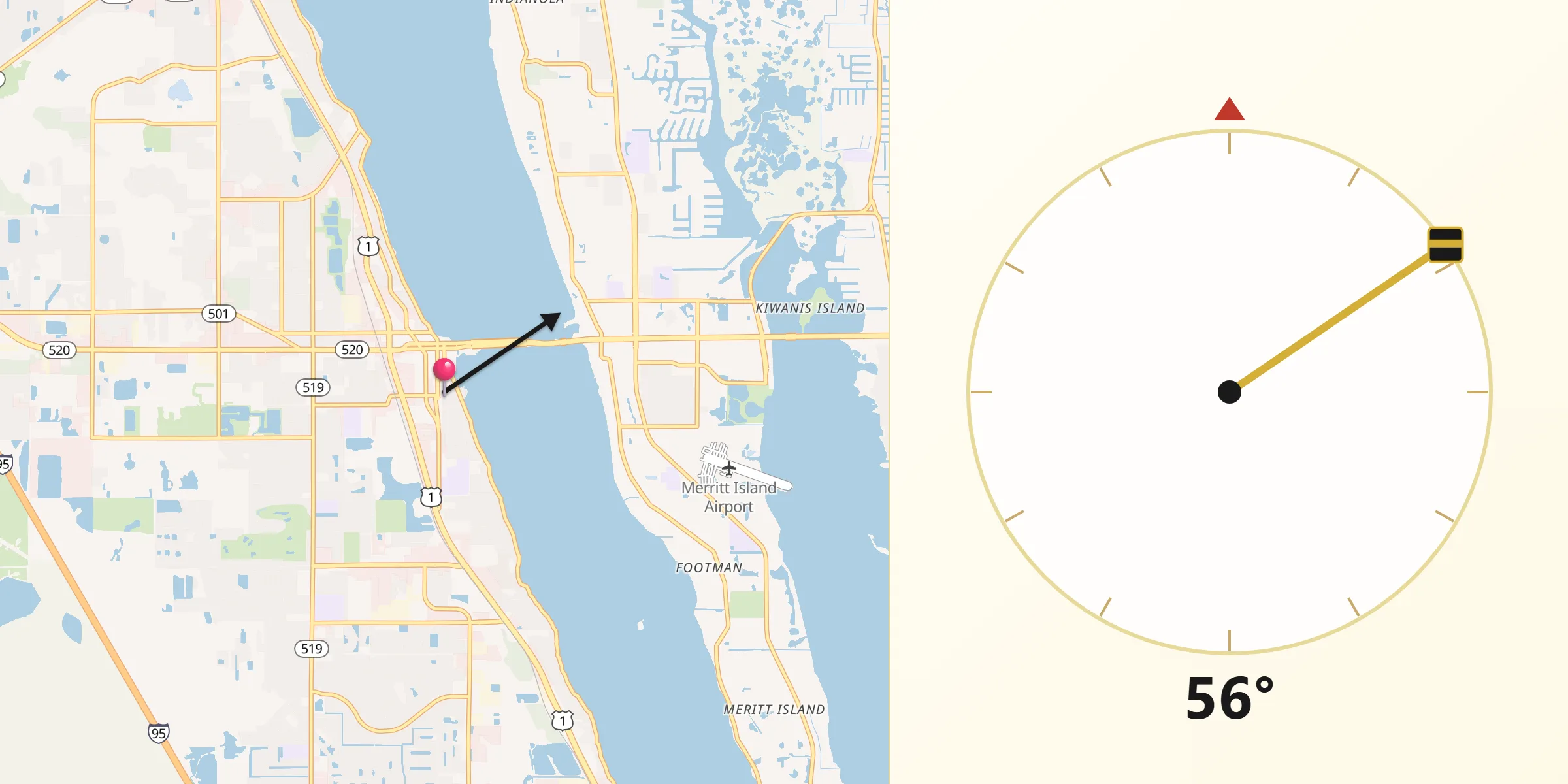 Qibla Direction from Rockledge