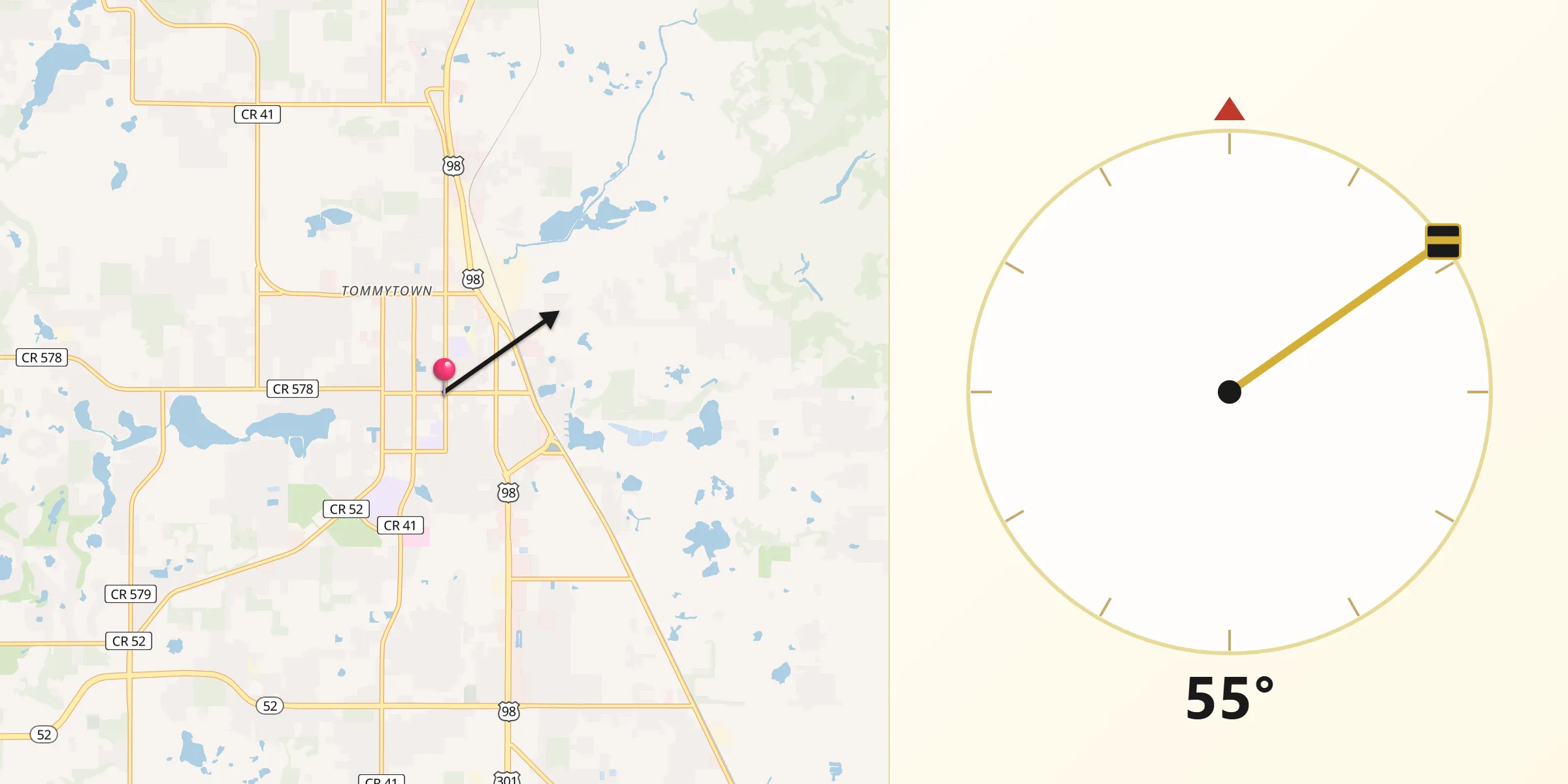 Qibla Direction from Dade City