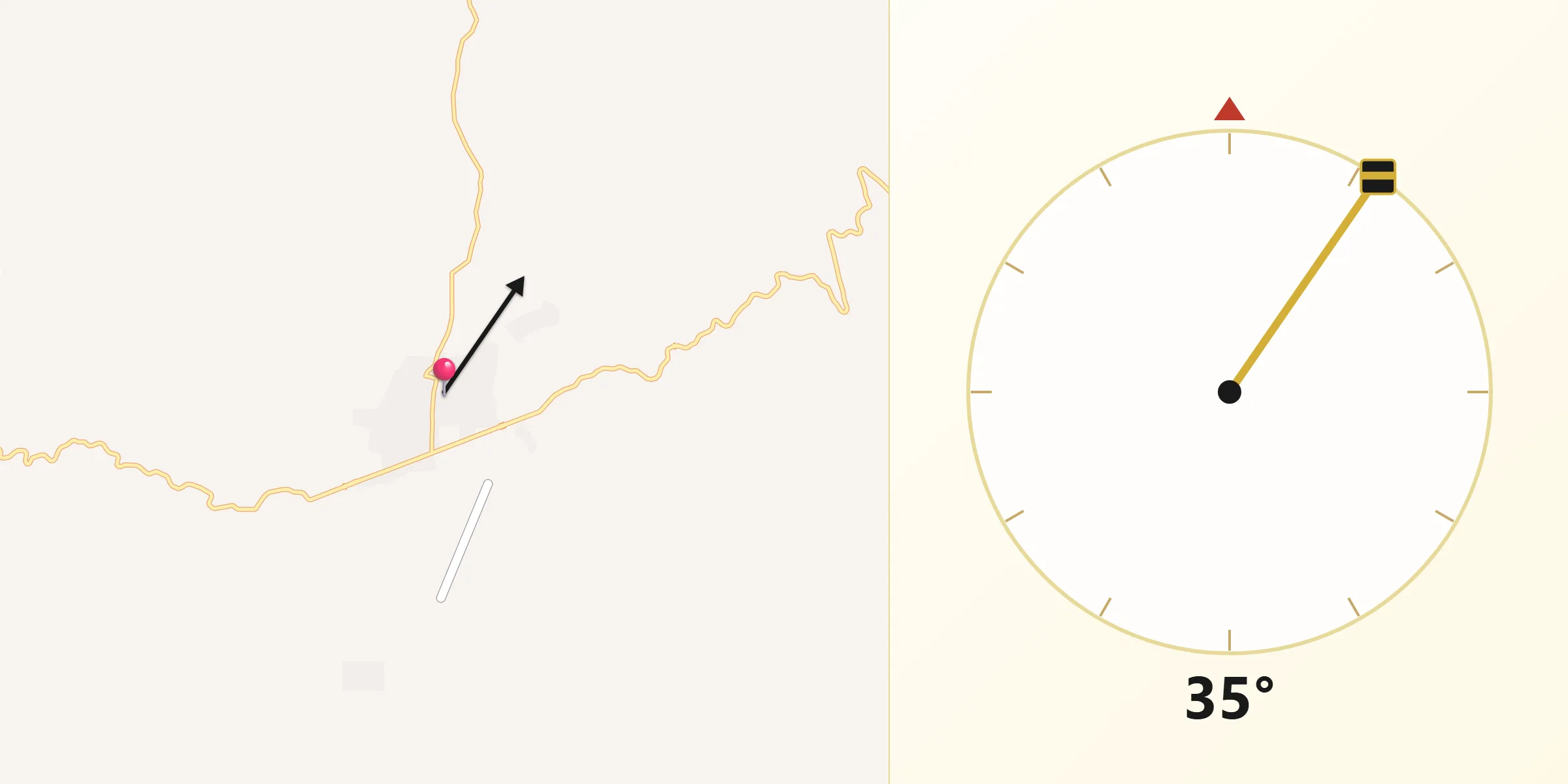 Dirección de la Qibla desde Yécora