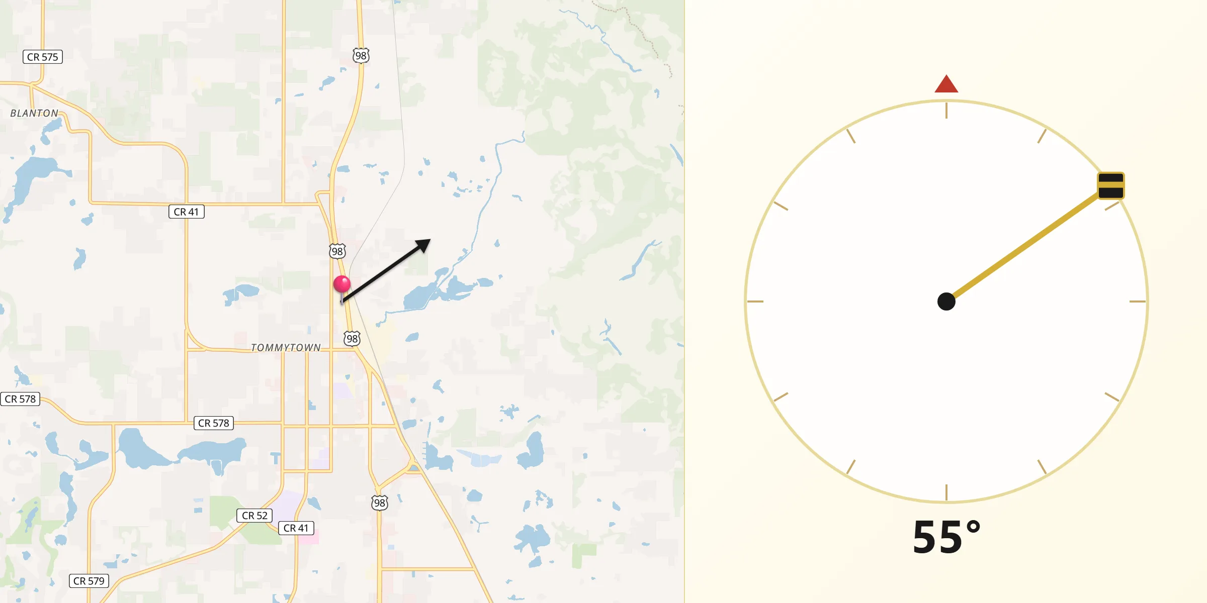 Qibla Direction from Dade City North