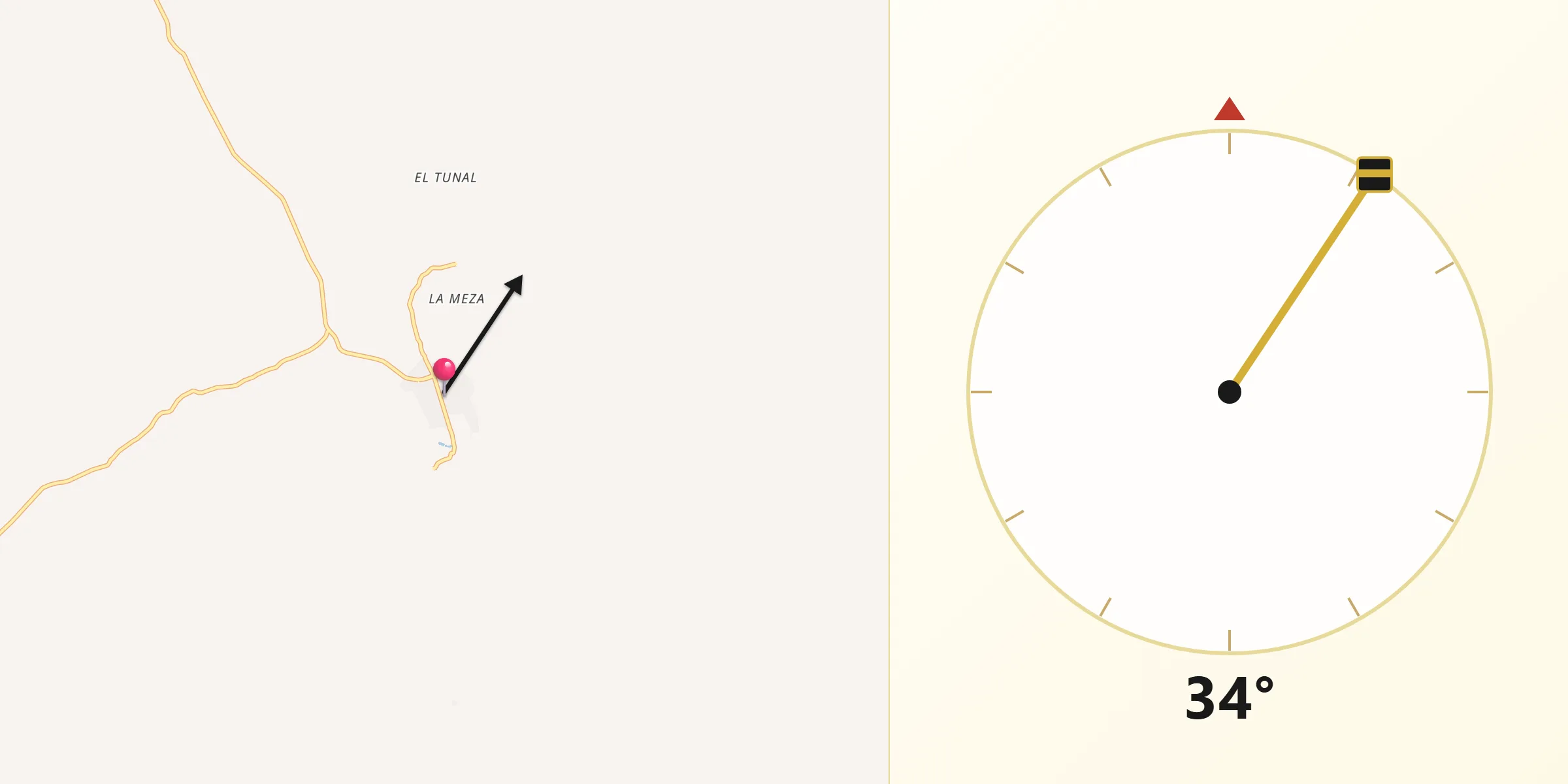 Dirección de la Qibla desde Suaqui Grande