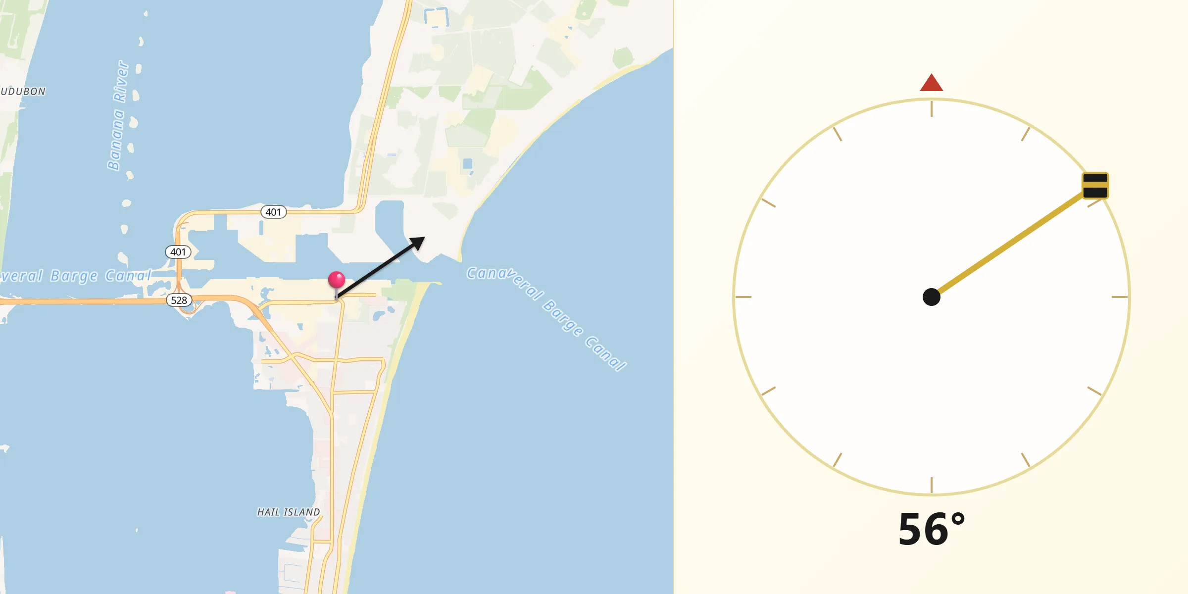 Qibla Direction from Cape Canaveral