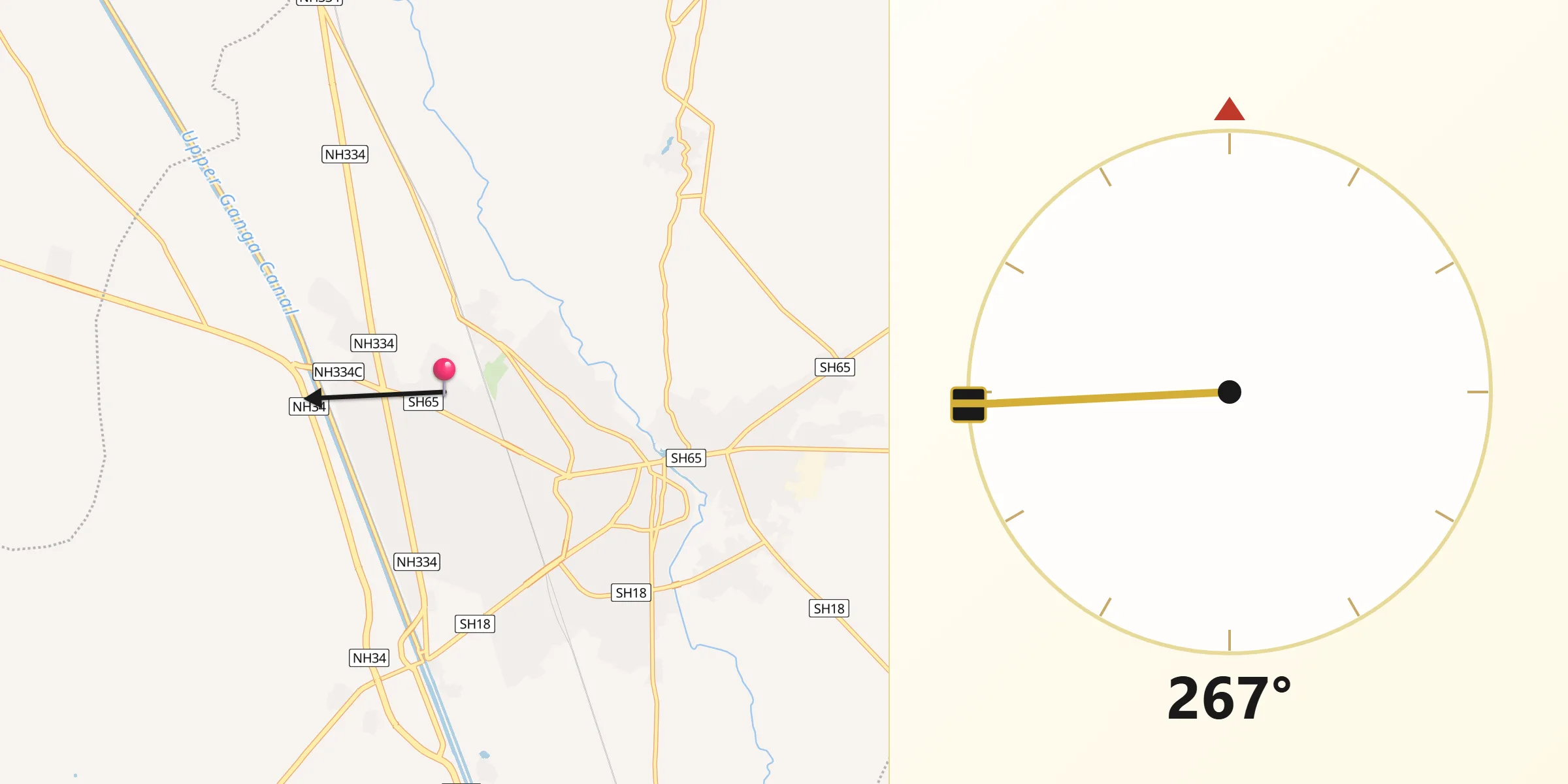 Qibla Direction from Bulandshahr