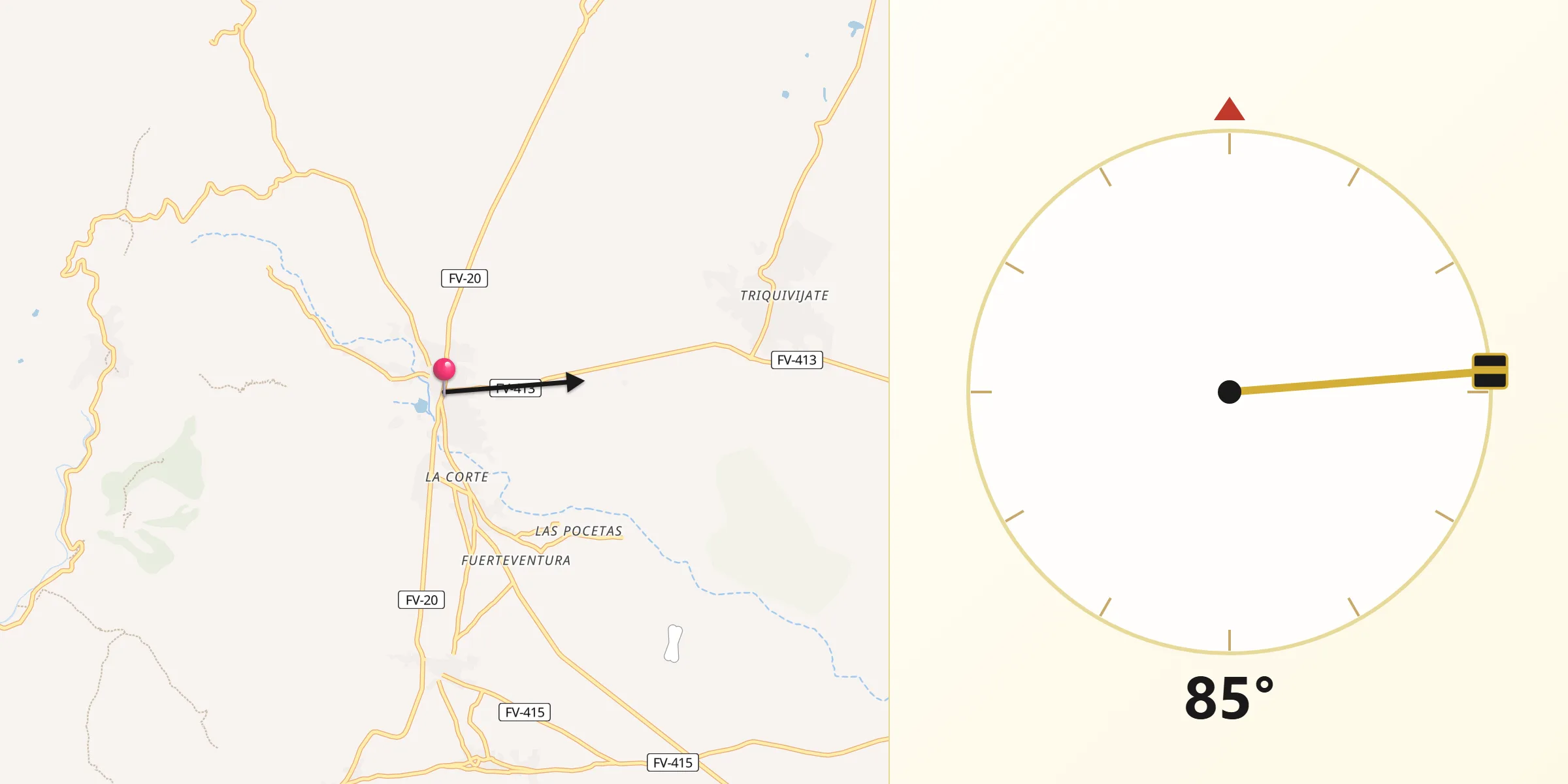 Dirección de la Qibla desde Provincia de Las Palmas