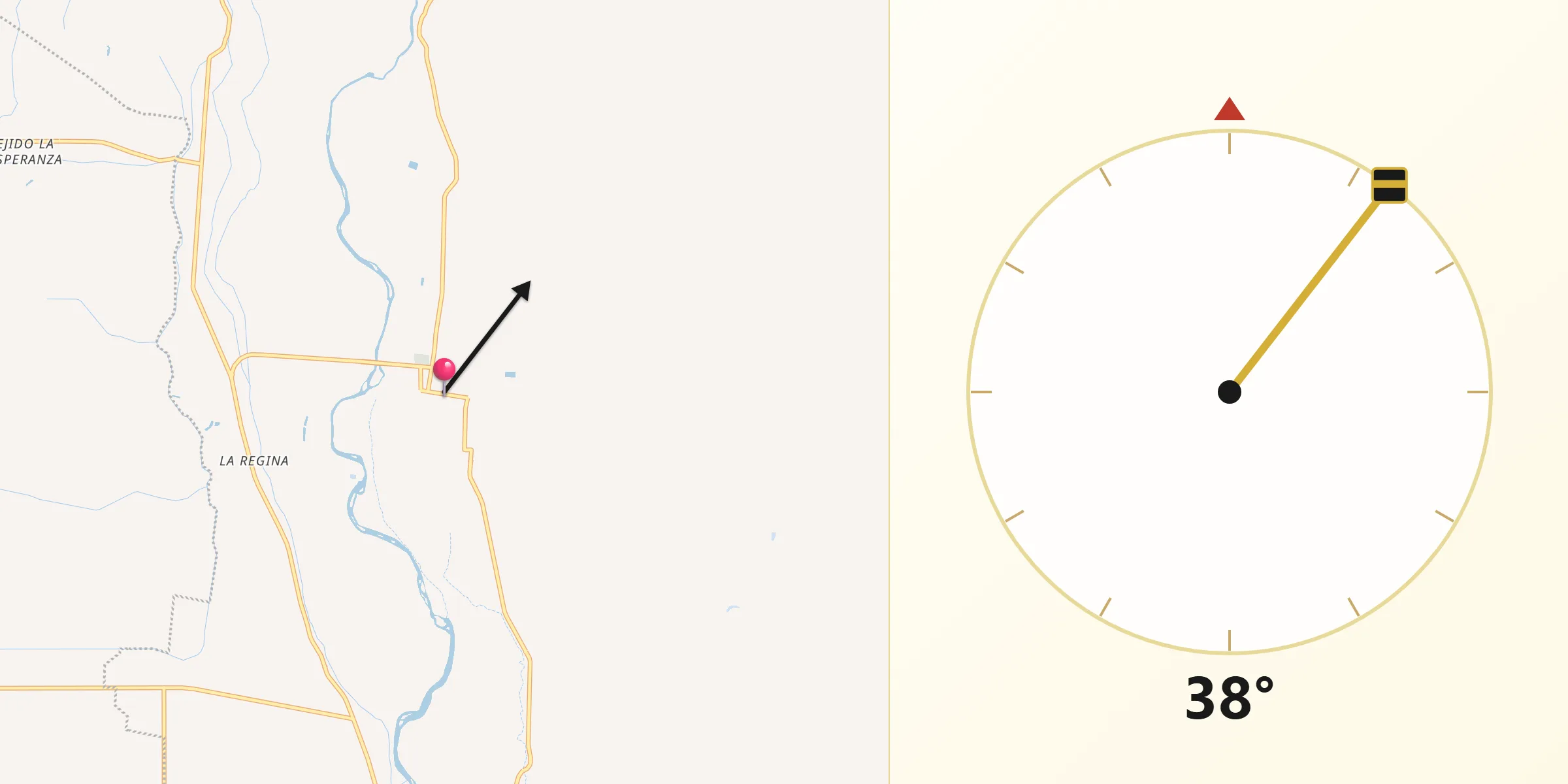 Dirección de la Qibla desde Julimes