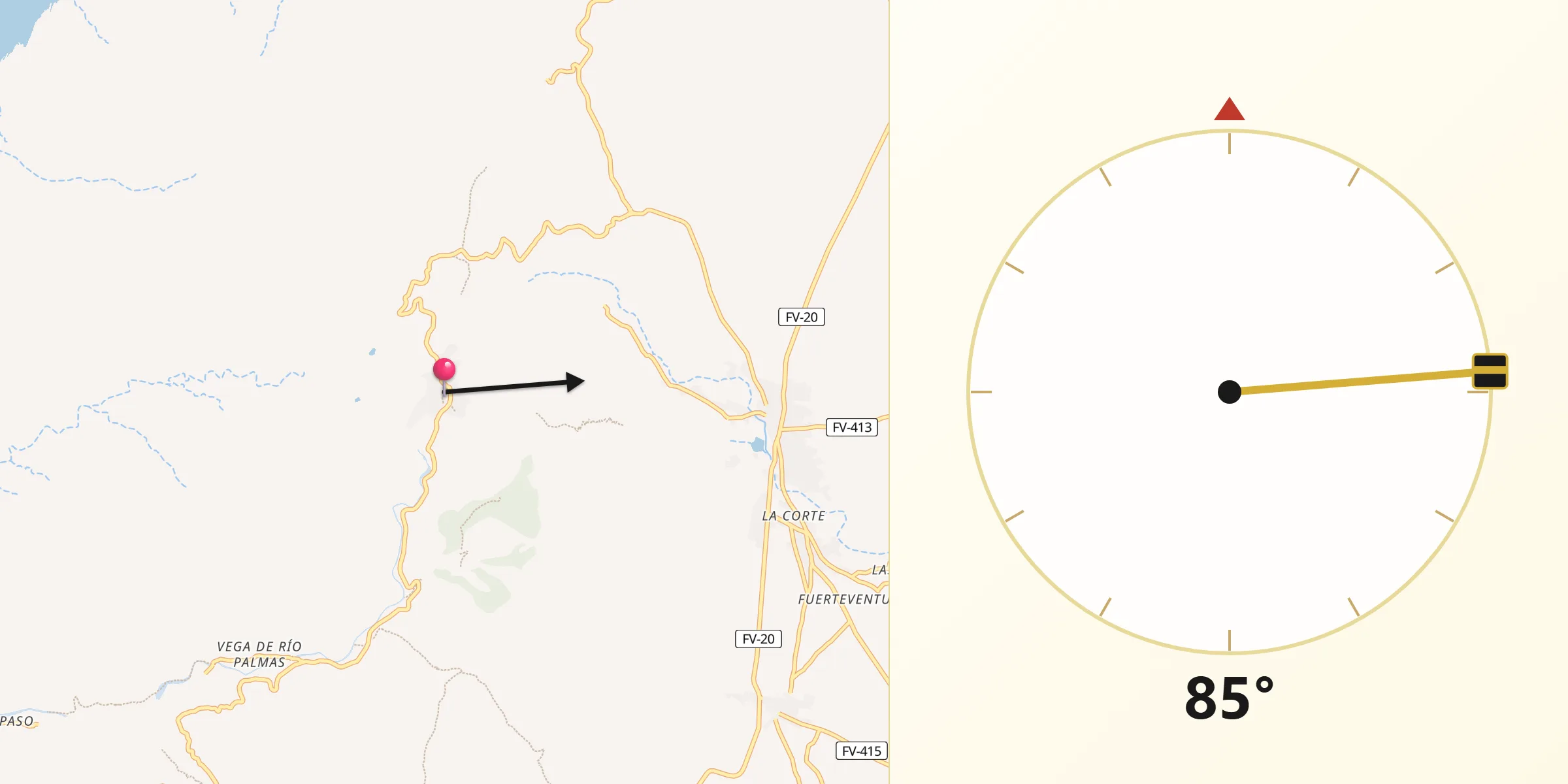 Dirección de la Qibla desde Betancuria