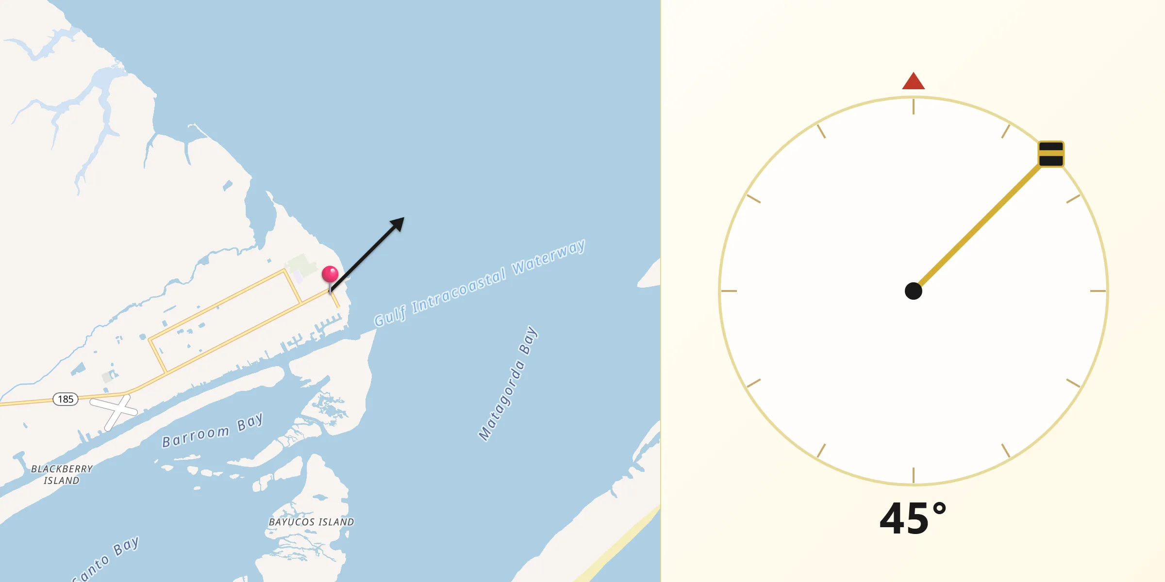 Qibla Direction from Port O'Connor