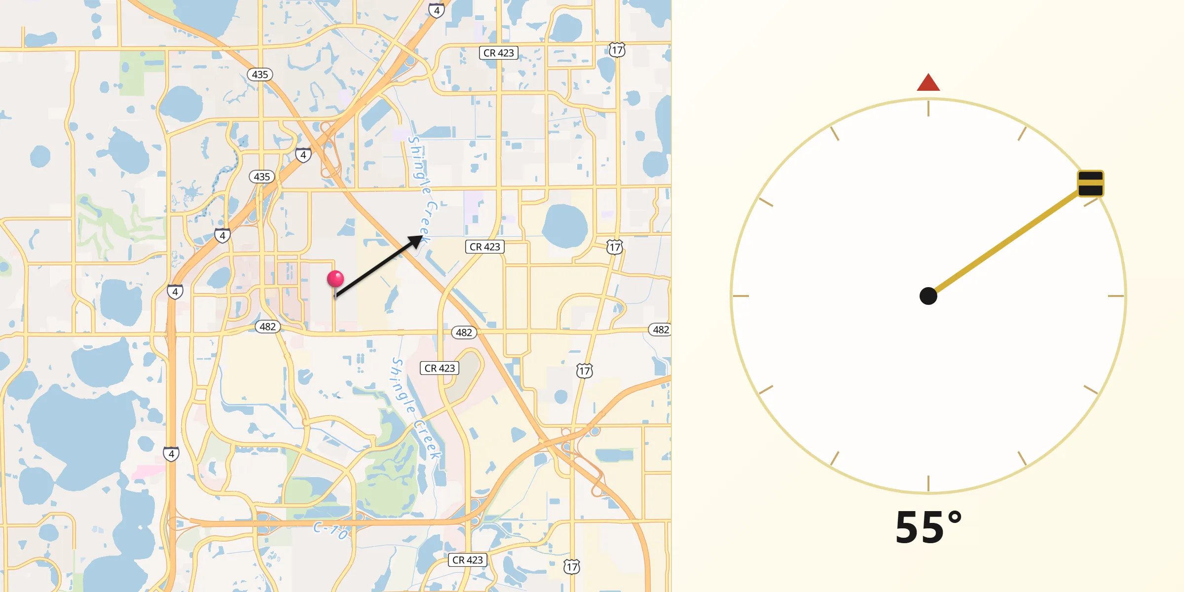 Qibla Direction from Tangelo Park