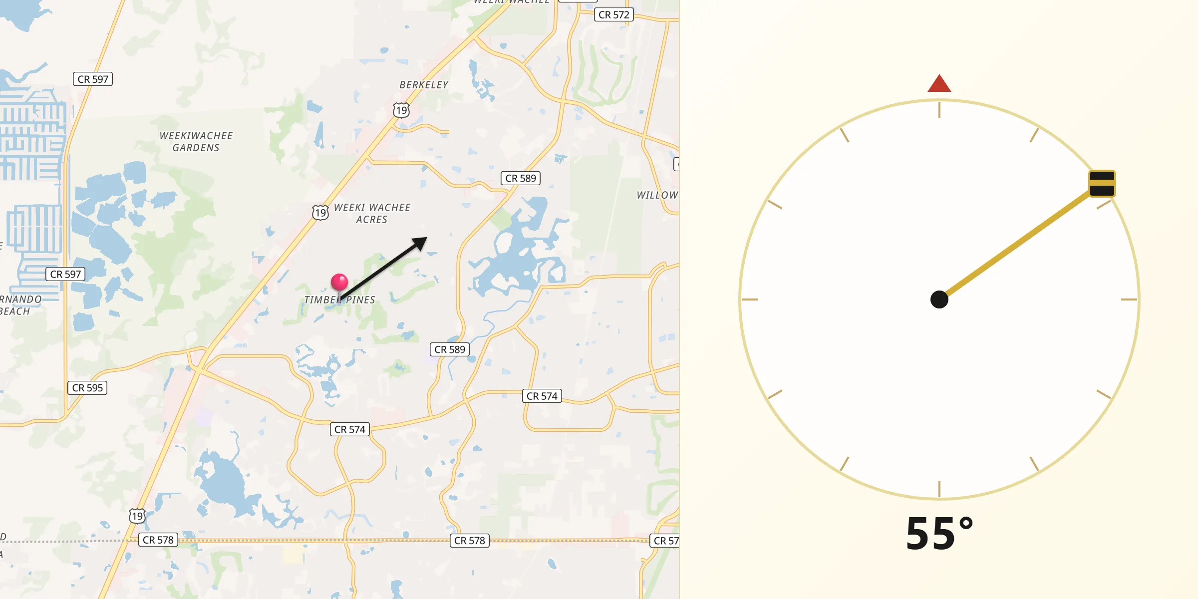 Qibla Direction from Timber Pines