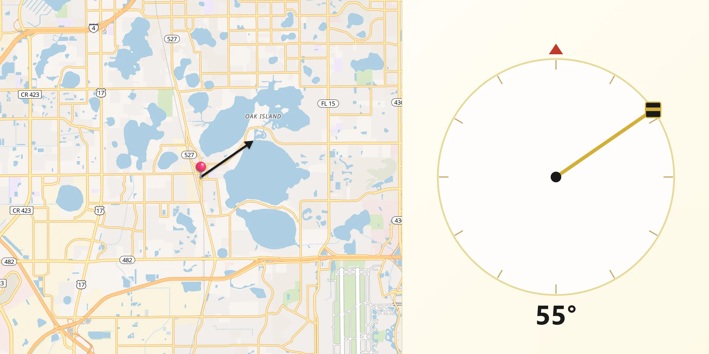 Qibla Direction from Pine Castle