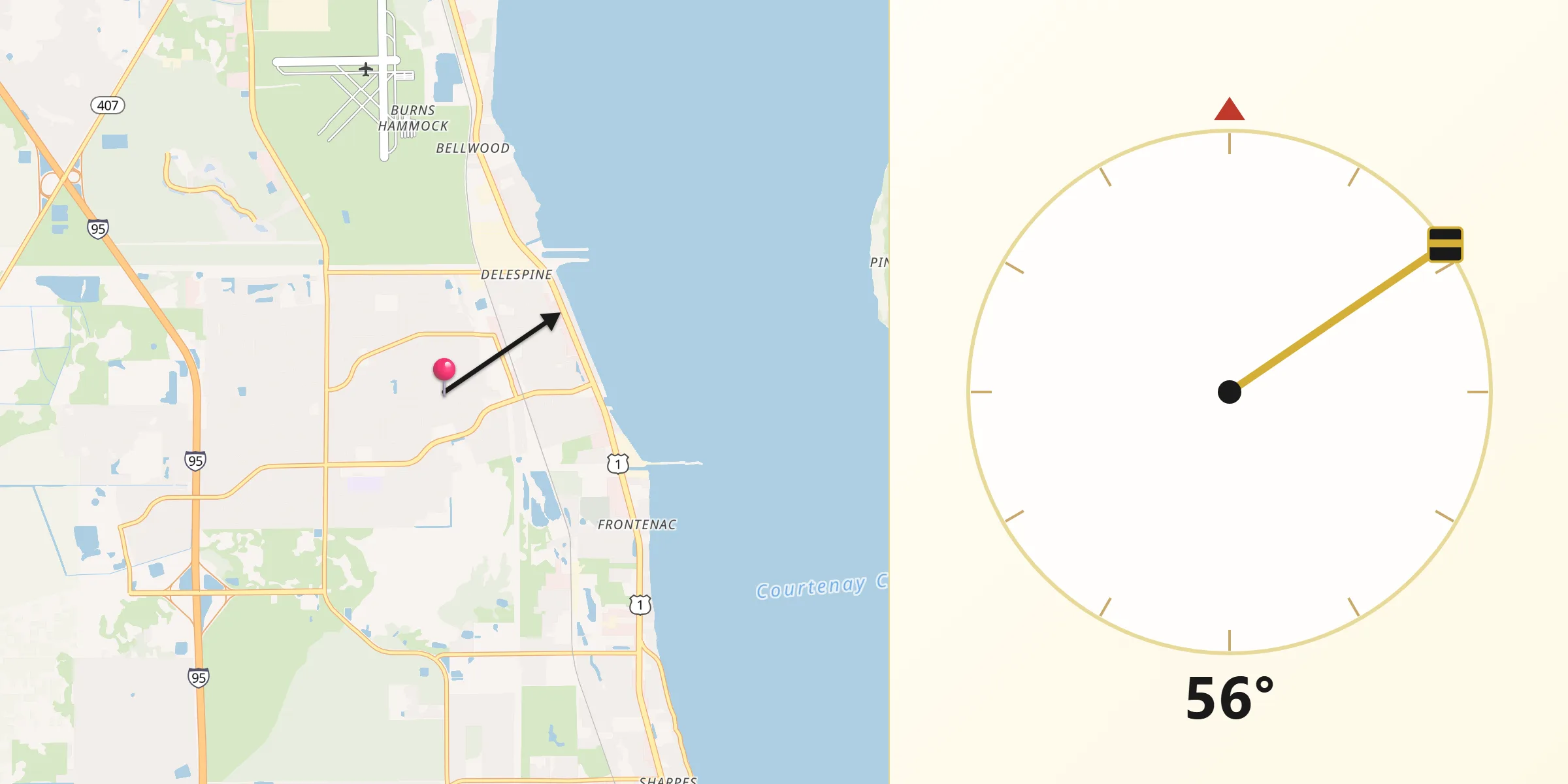 Qibla Direction from Port Saint John