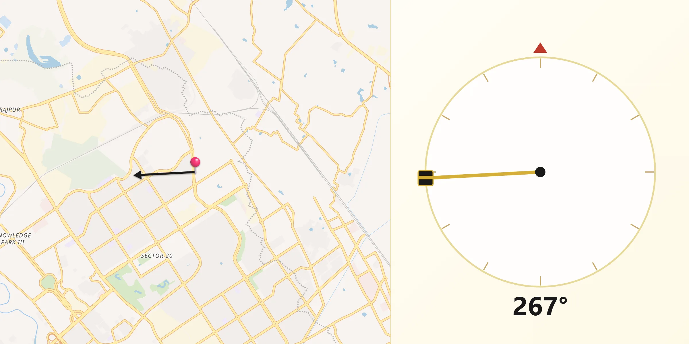Qibla Direction from Greater Noida