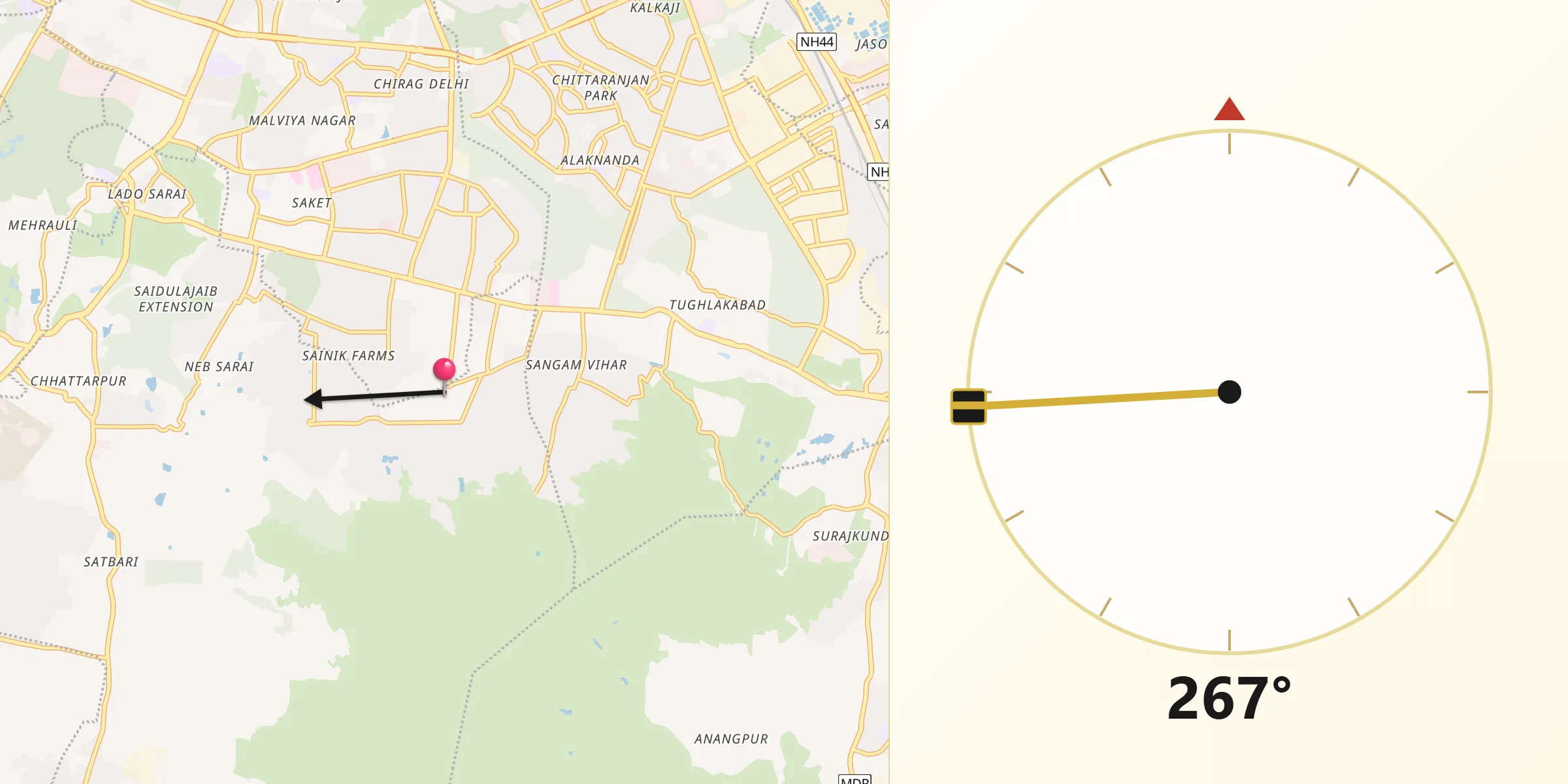 Qibla Direction from Deoli