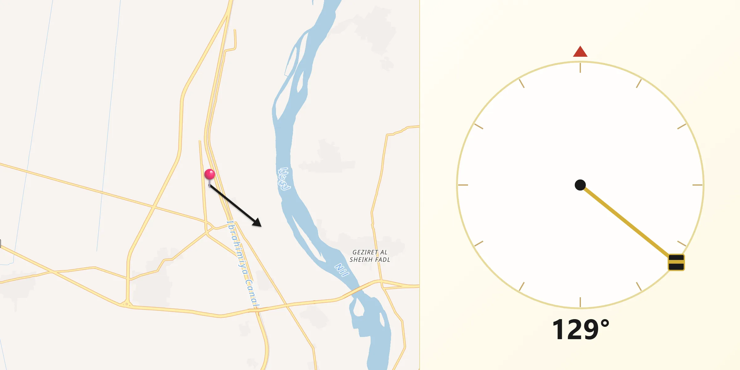Kierunek Qibla z Banī Mazār
