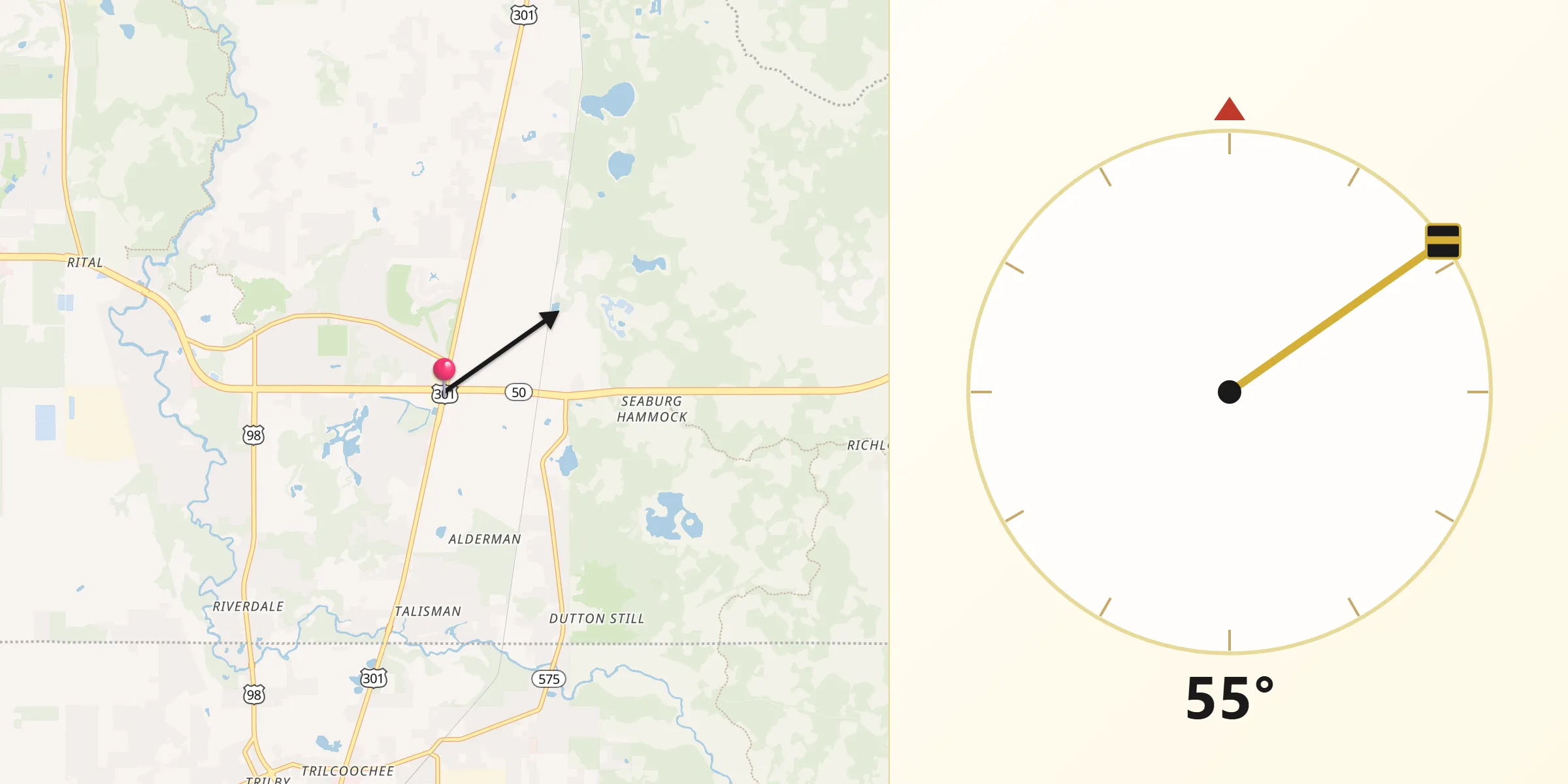 Qibla Direction from Ridge Manor