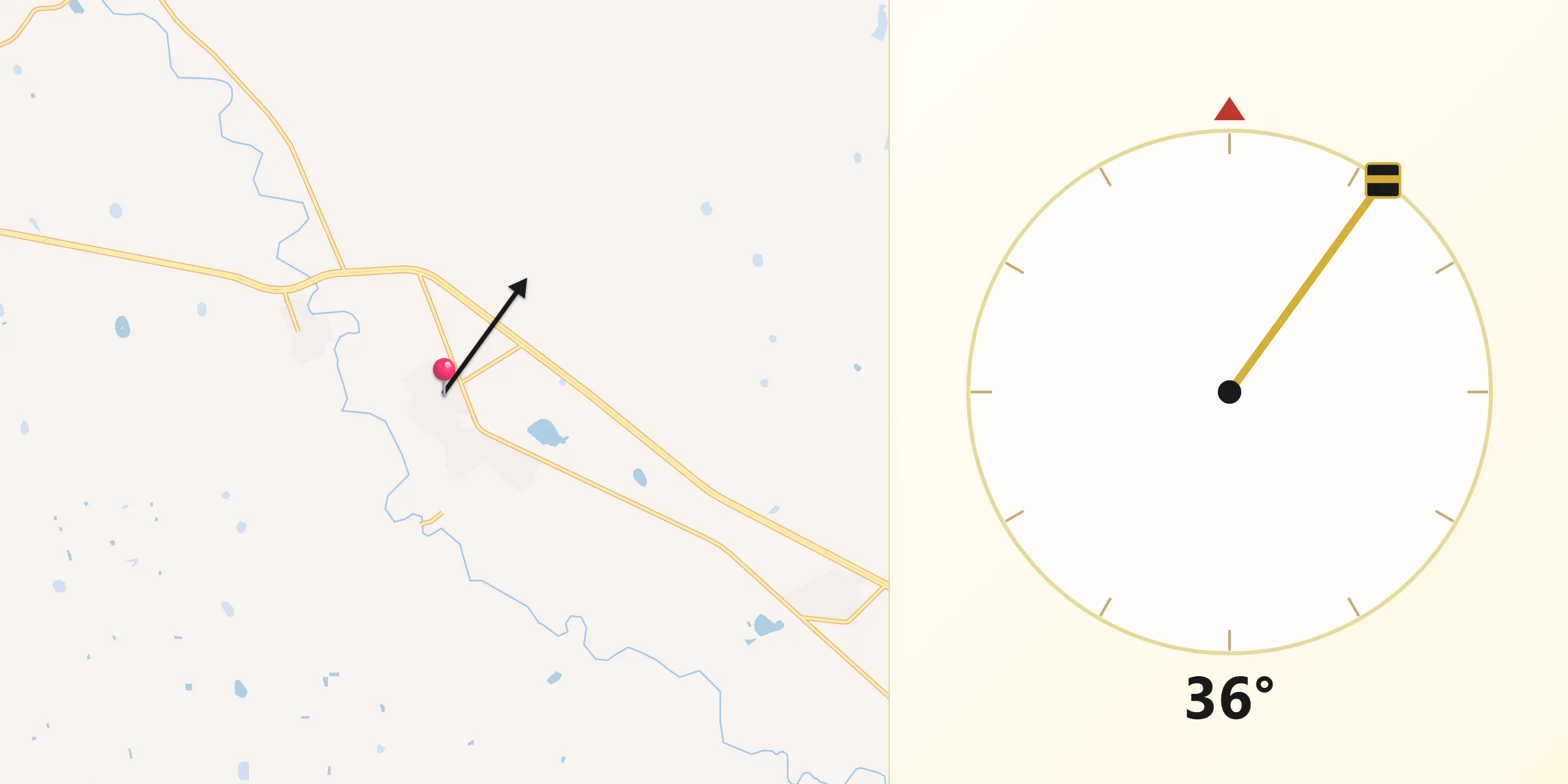 Dirección de la Qibla desde Basúchil