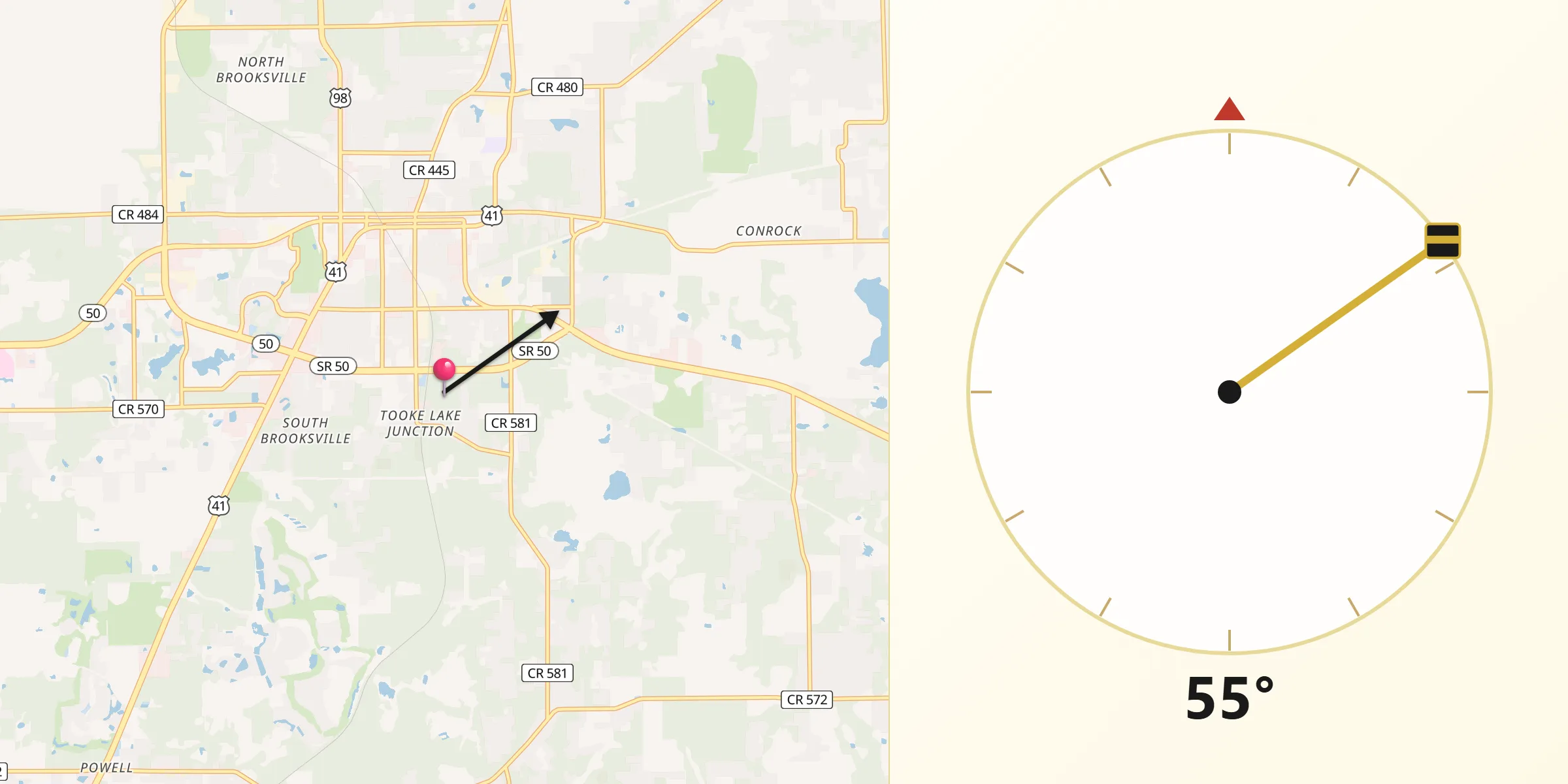 Qibla Direction from South Brooksville