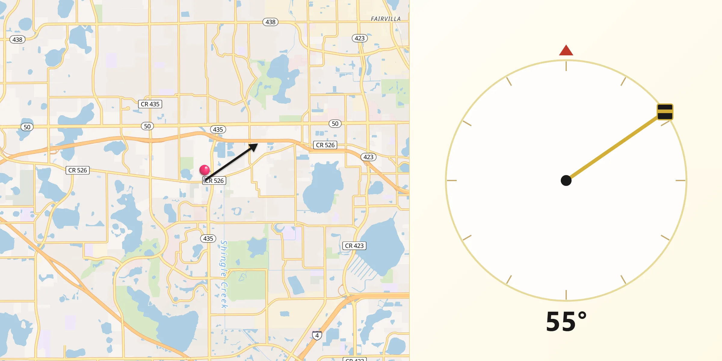 Qibla Direction from Orlovista