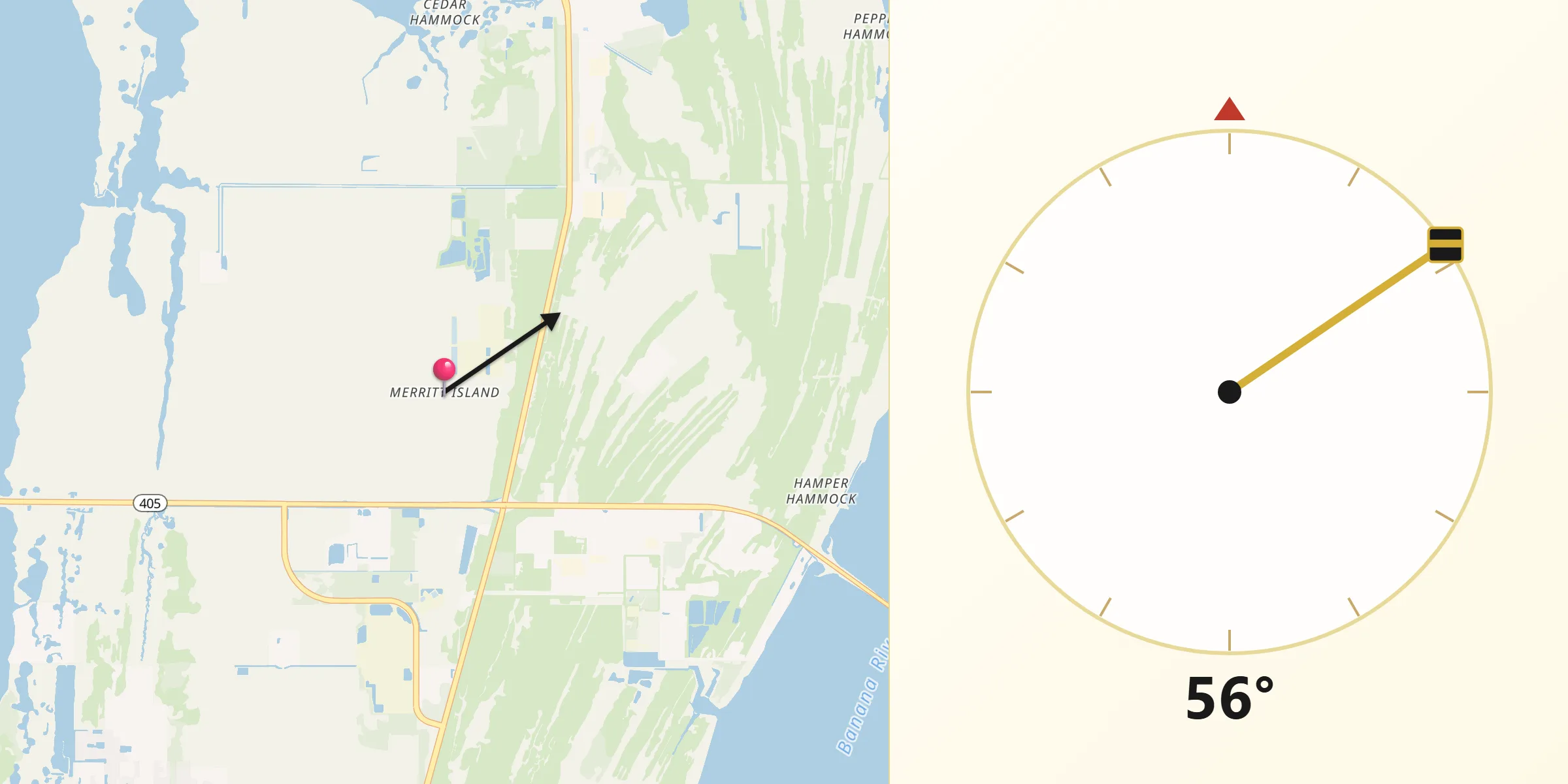 Qibla Direction from Merritt Island