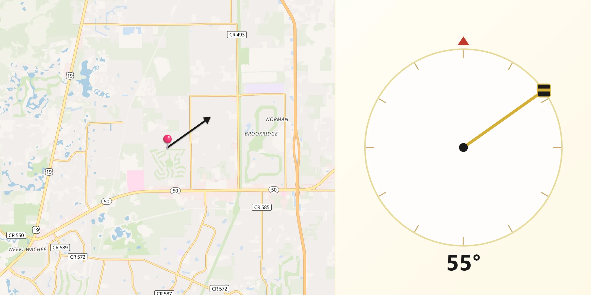 Qibla Direction from High Point