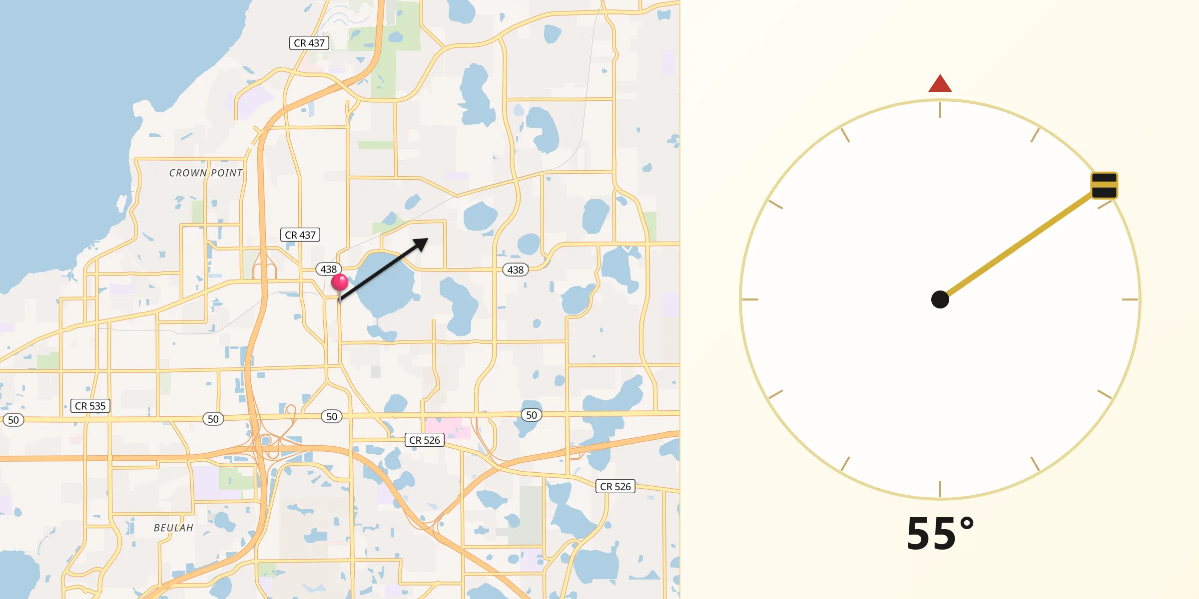 Qibla Direction from Ocoee