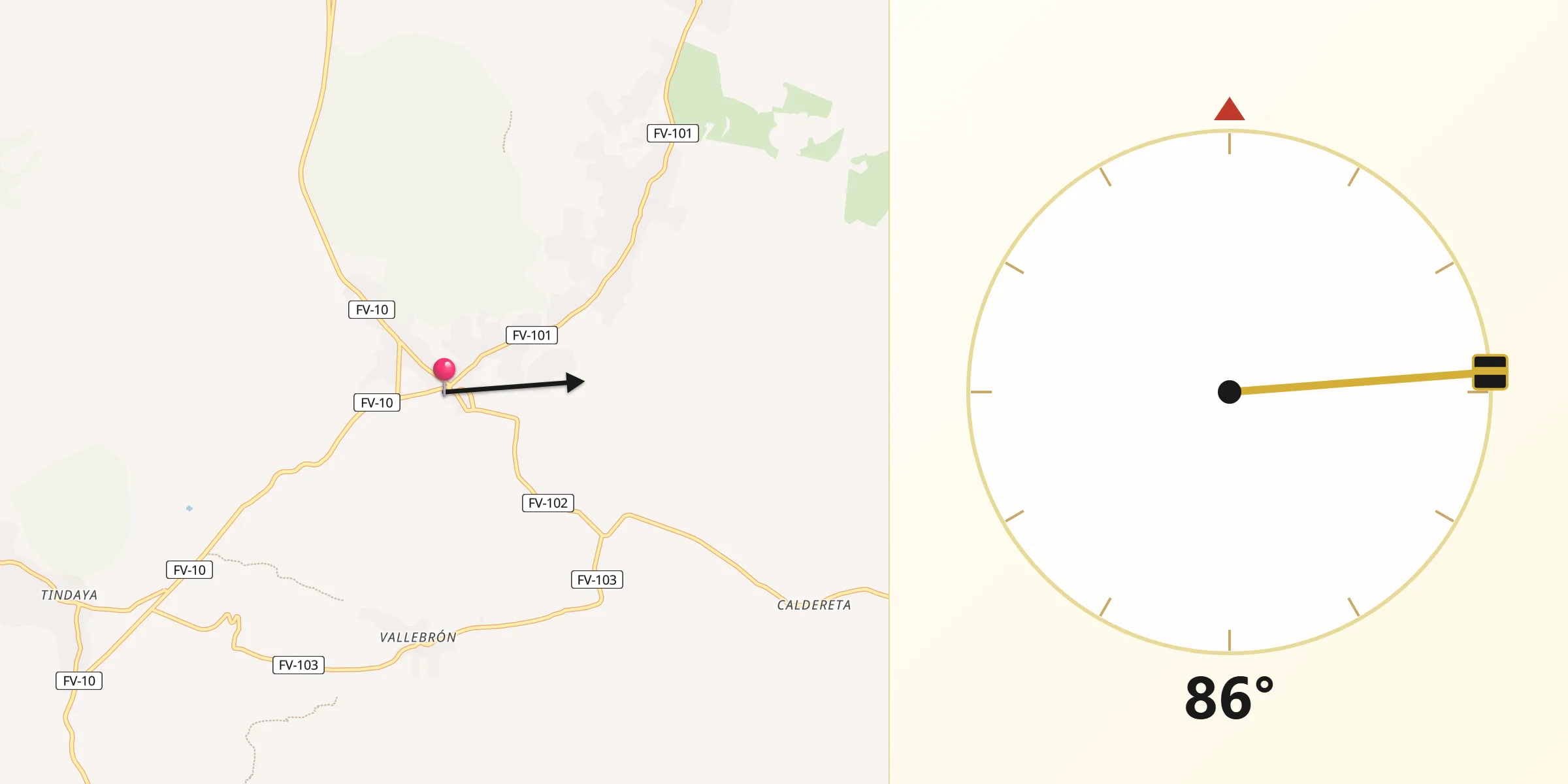Dirección de la Qibla desde La Oliva