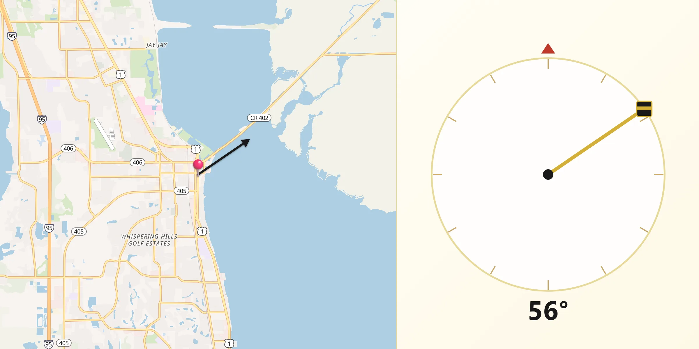 Qibla Direction from Titusville