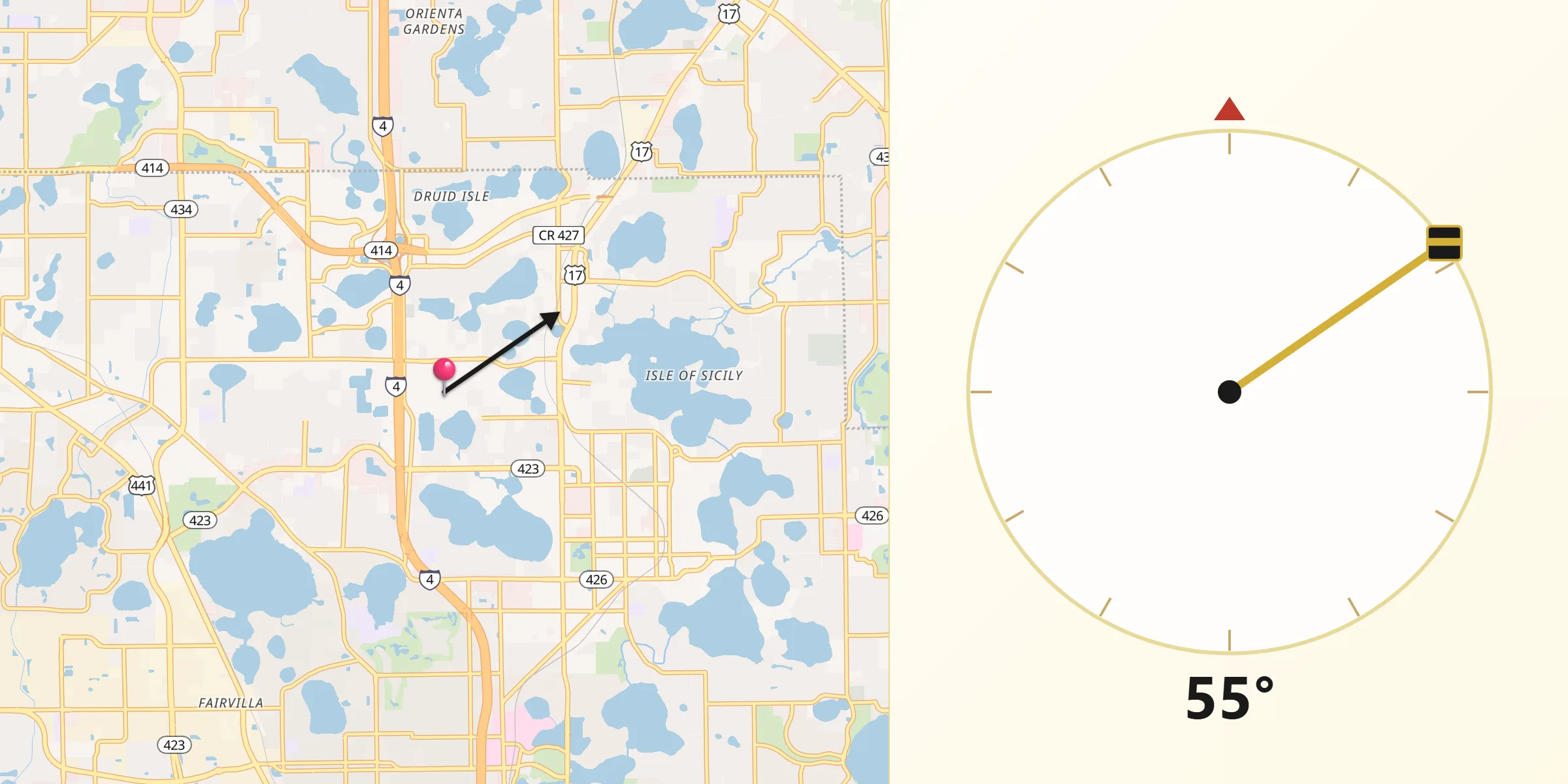 Qibla Direction from Eatonville