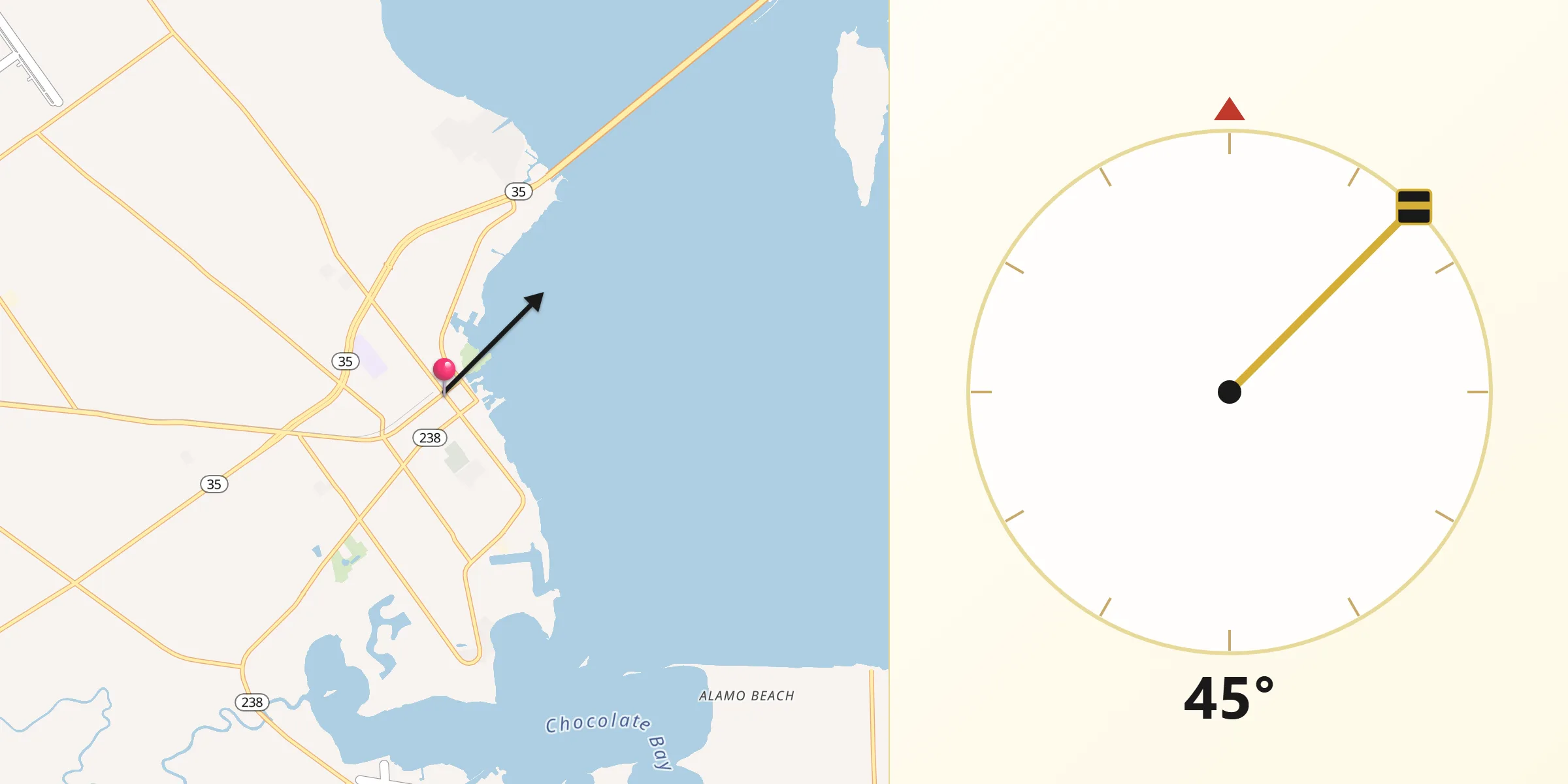 Qibla Direction from Port Lavaca
