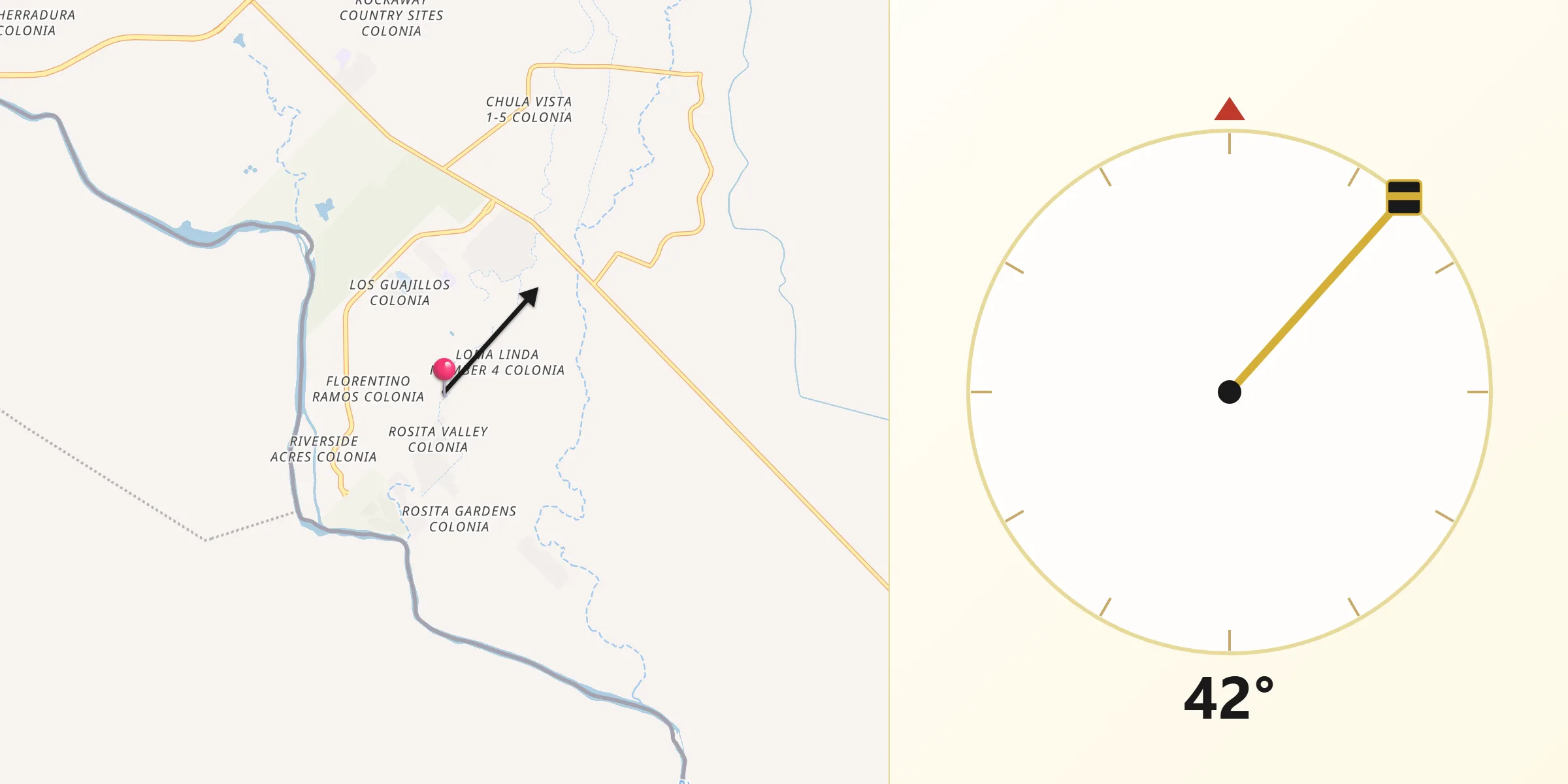 Qibla Direction from Rosita South