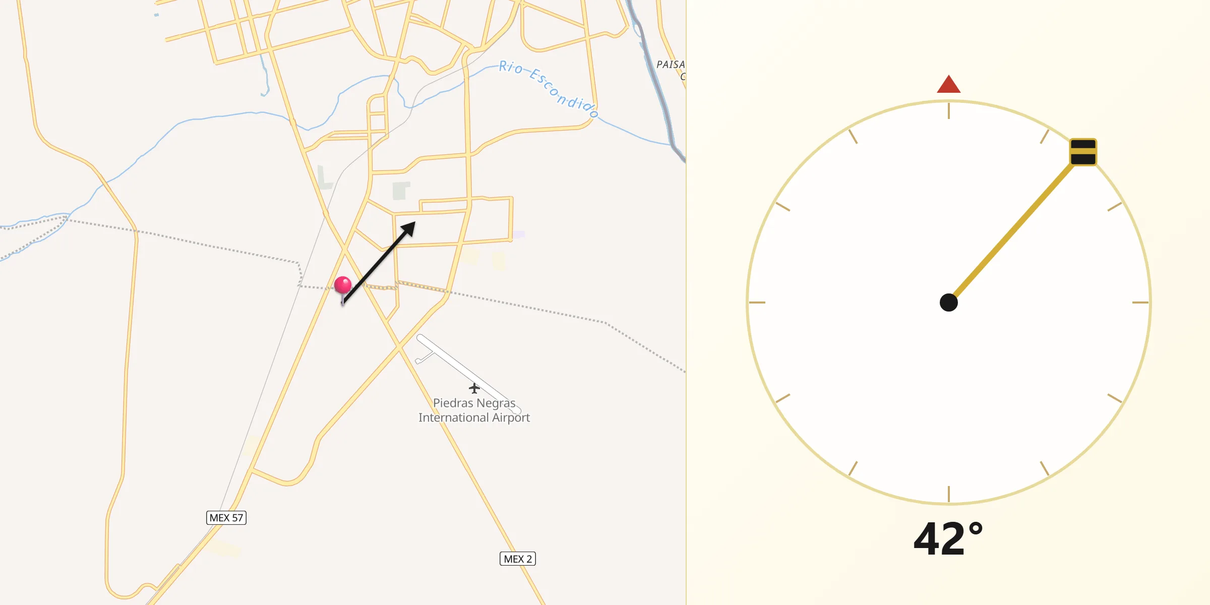 Dirección de la Qibla desde Colonia Venustiano Carranza