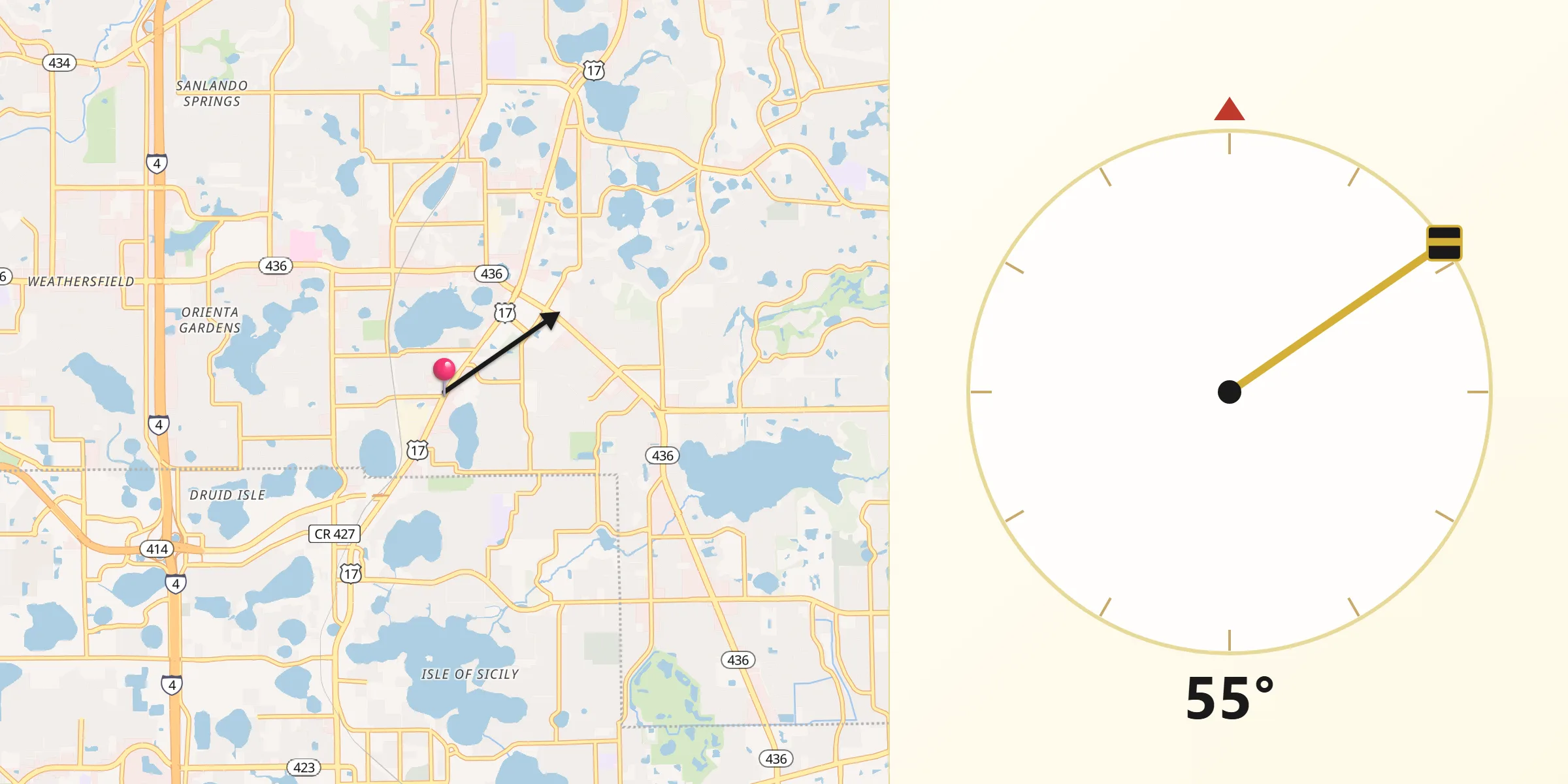 Qibla Direction from Fern Park