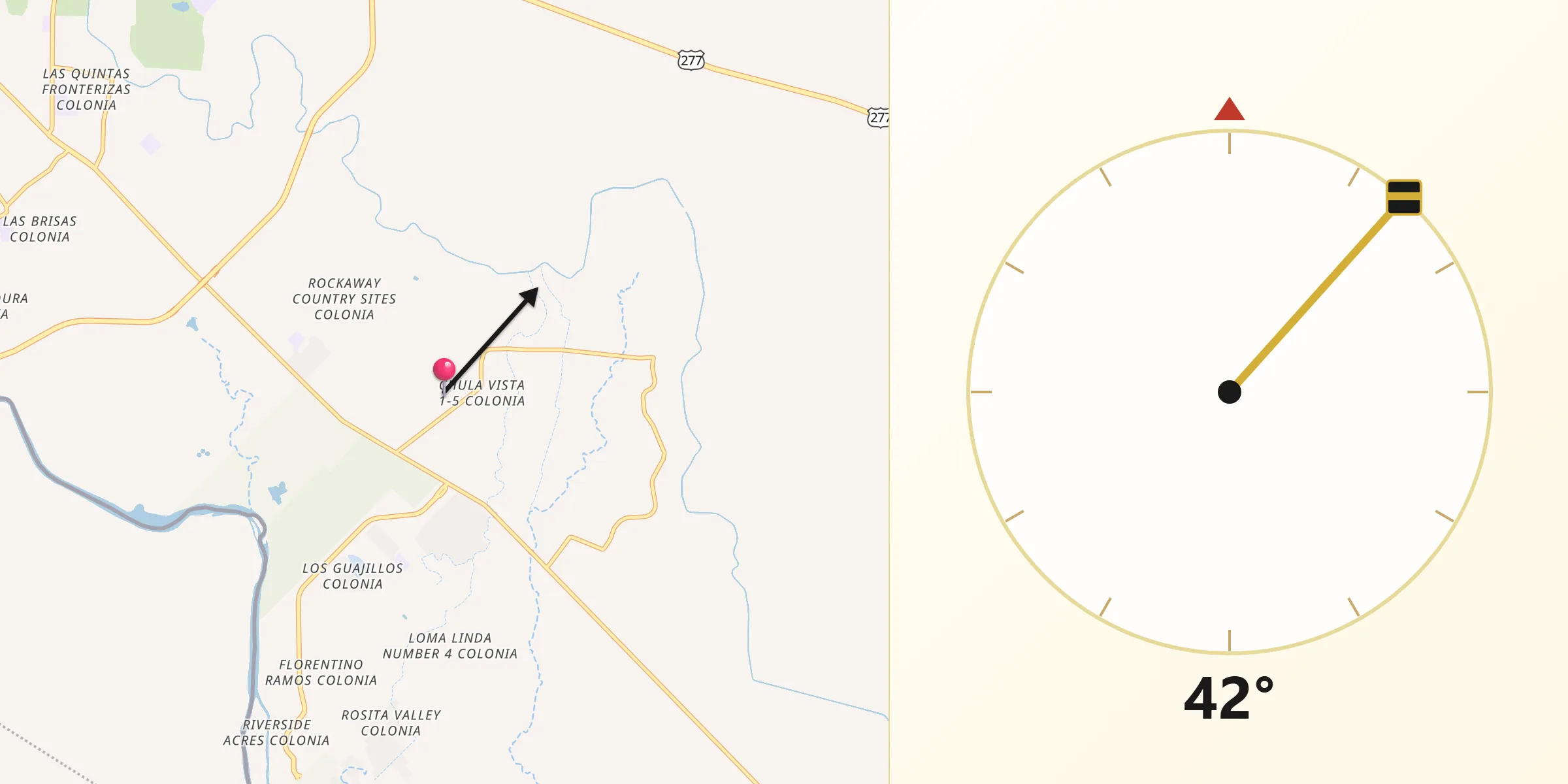 Qibla Direction from Rosita North