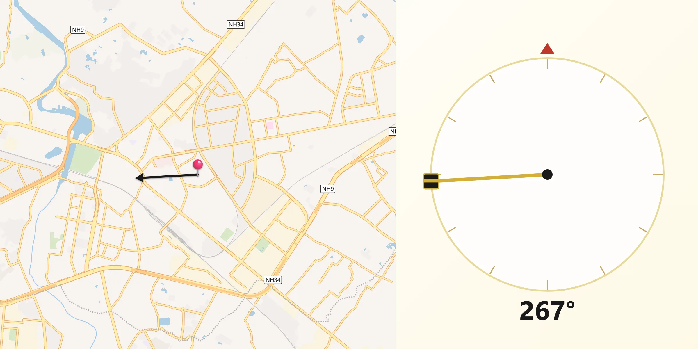 Qibla Direction from Ghaziabad