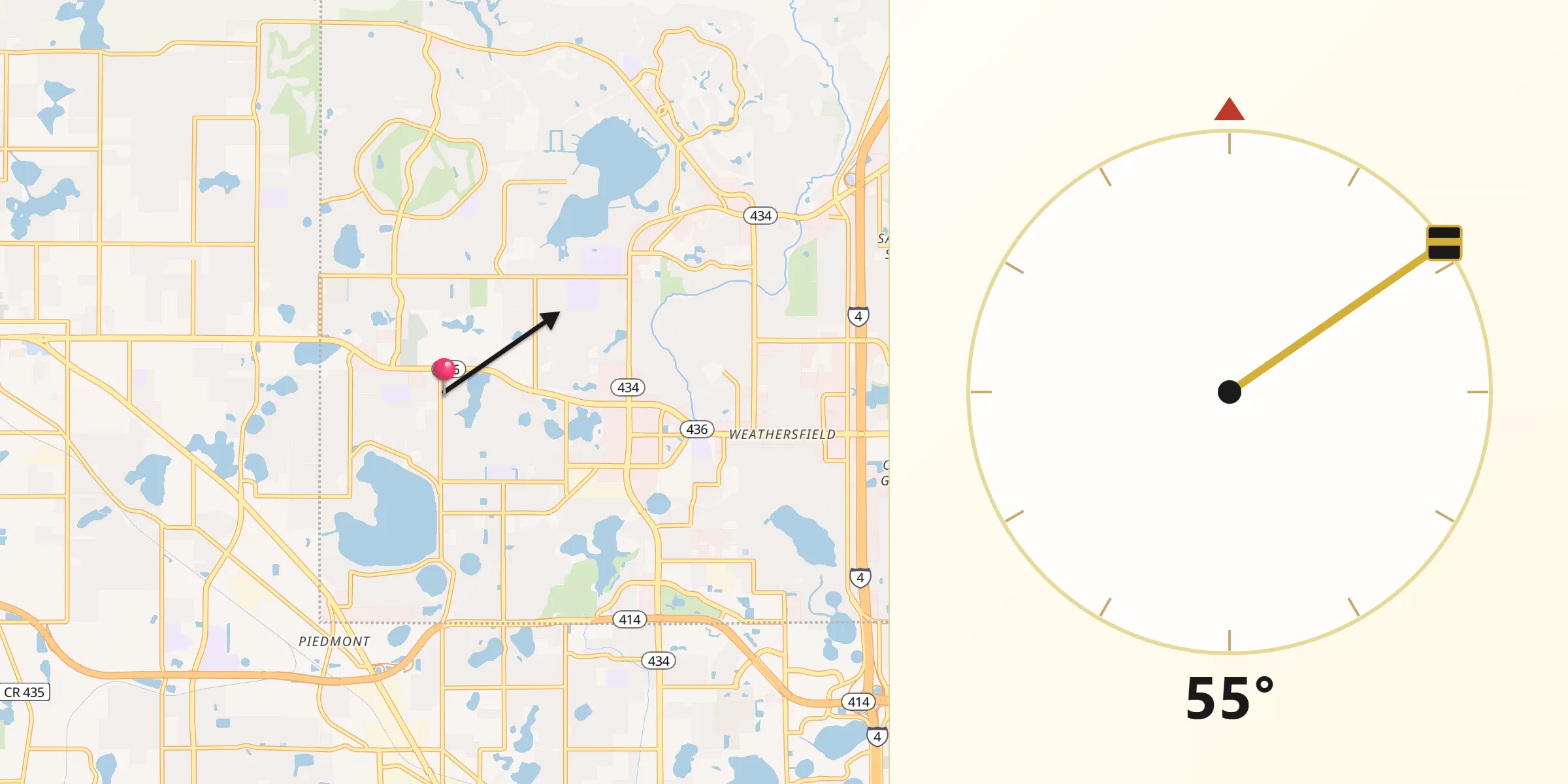 Qibla Direction from Forest City