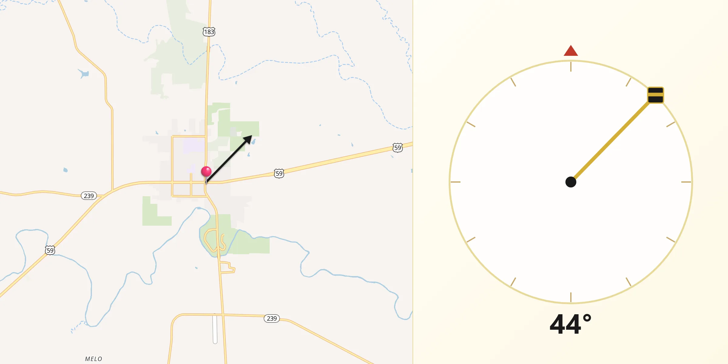 Qibla Direction from Goliad