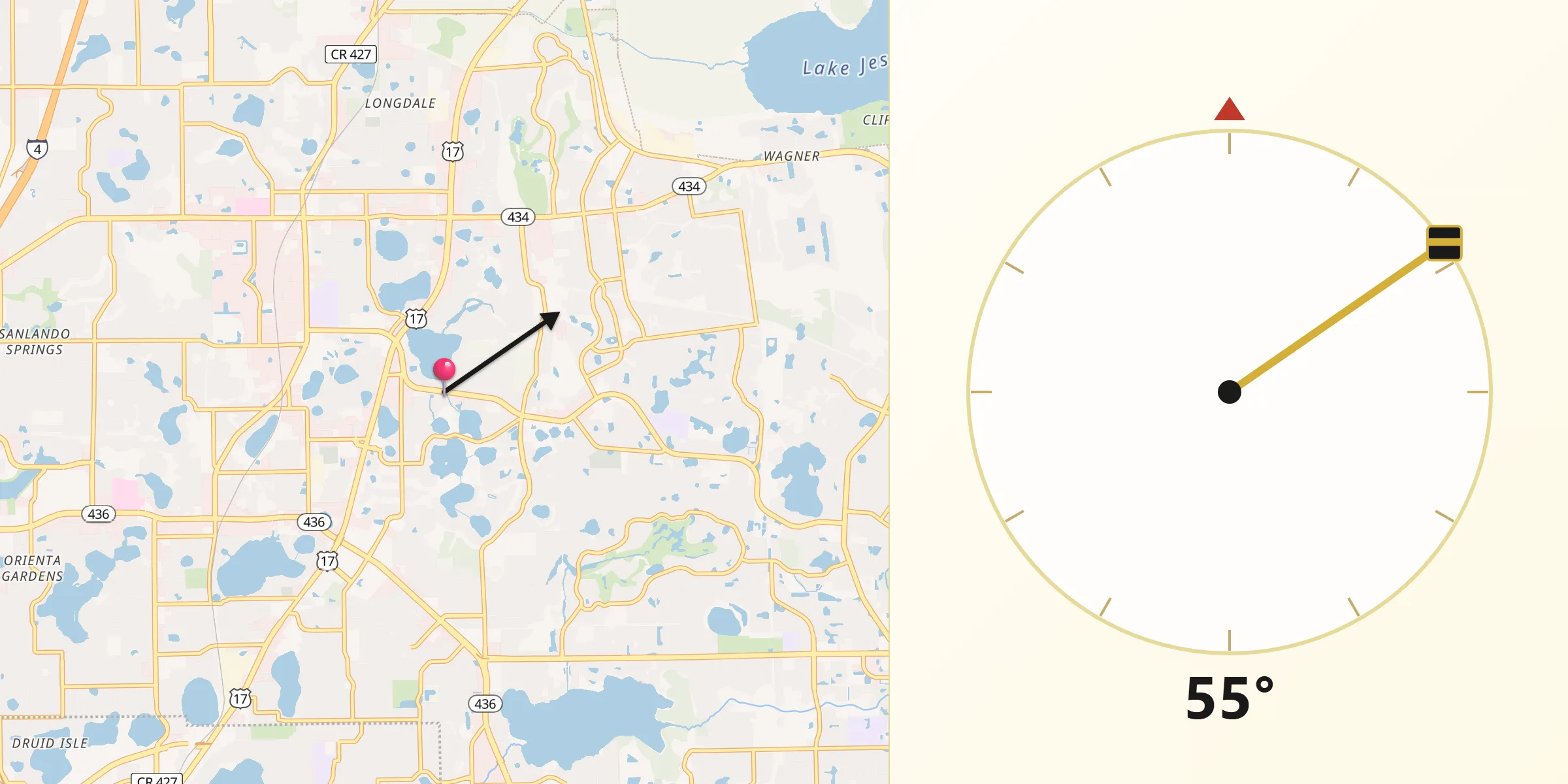 Qibla Direction from Casselberry