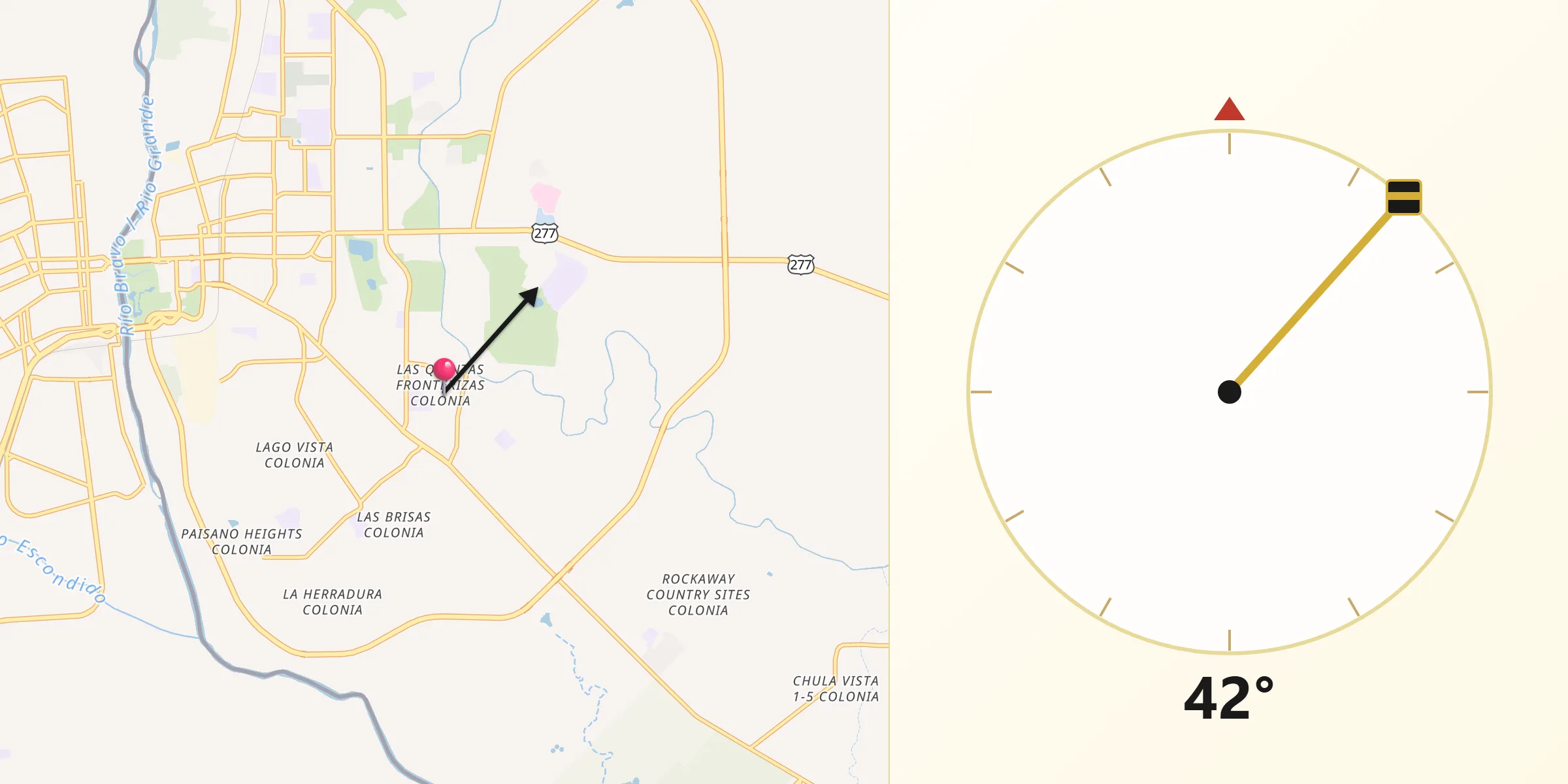 Qibla Direction from Las Quintas Fronterizas