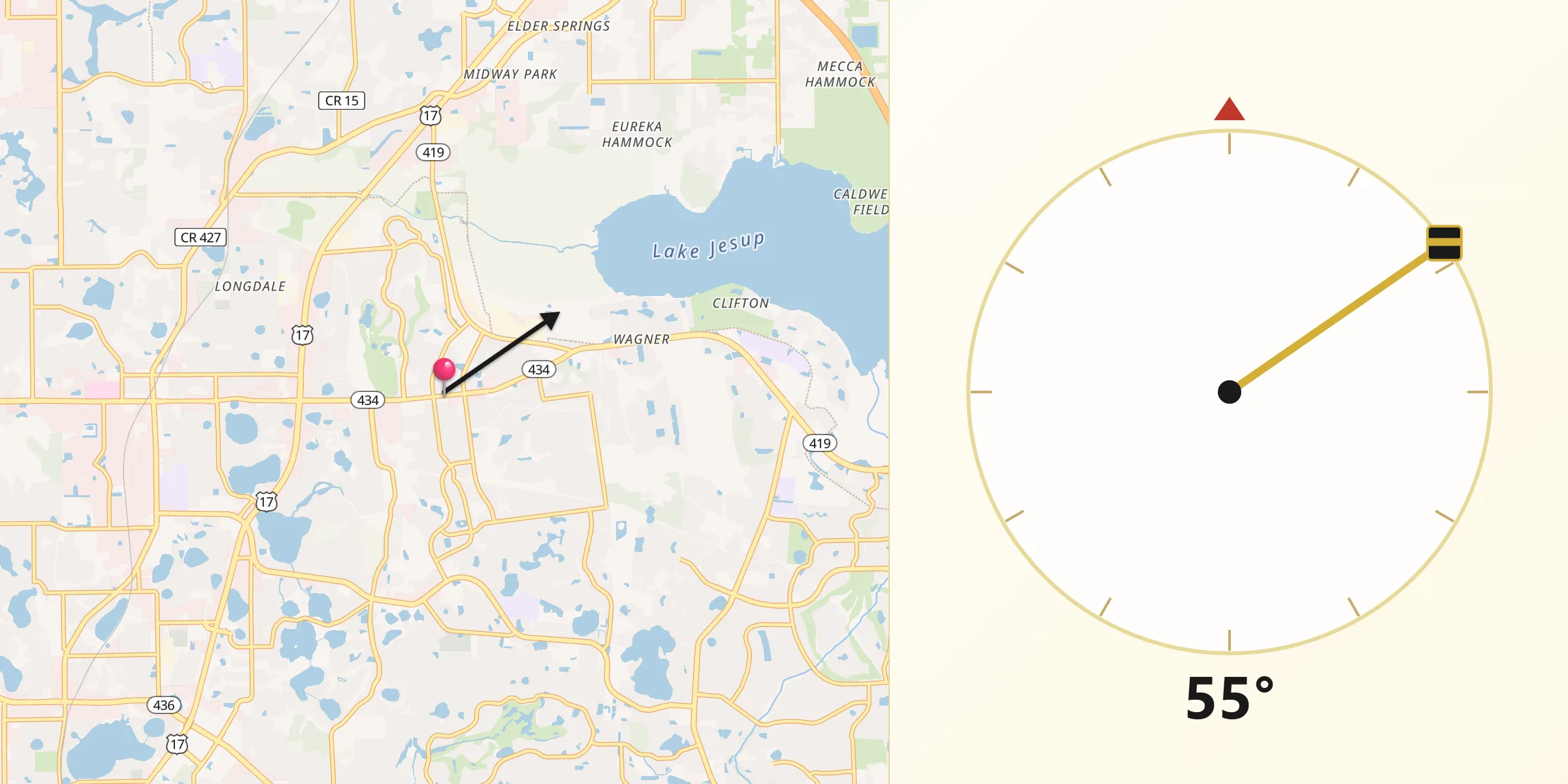 Qibla Direction from Winter Springs