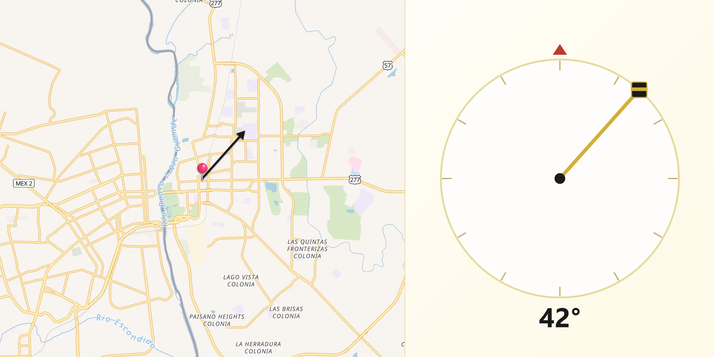 Qibla Direction from Eagle Pass