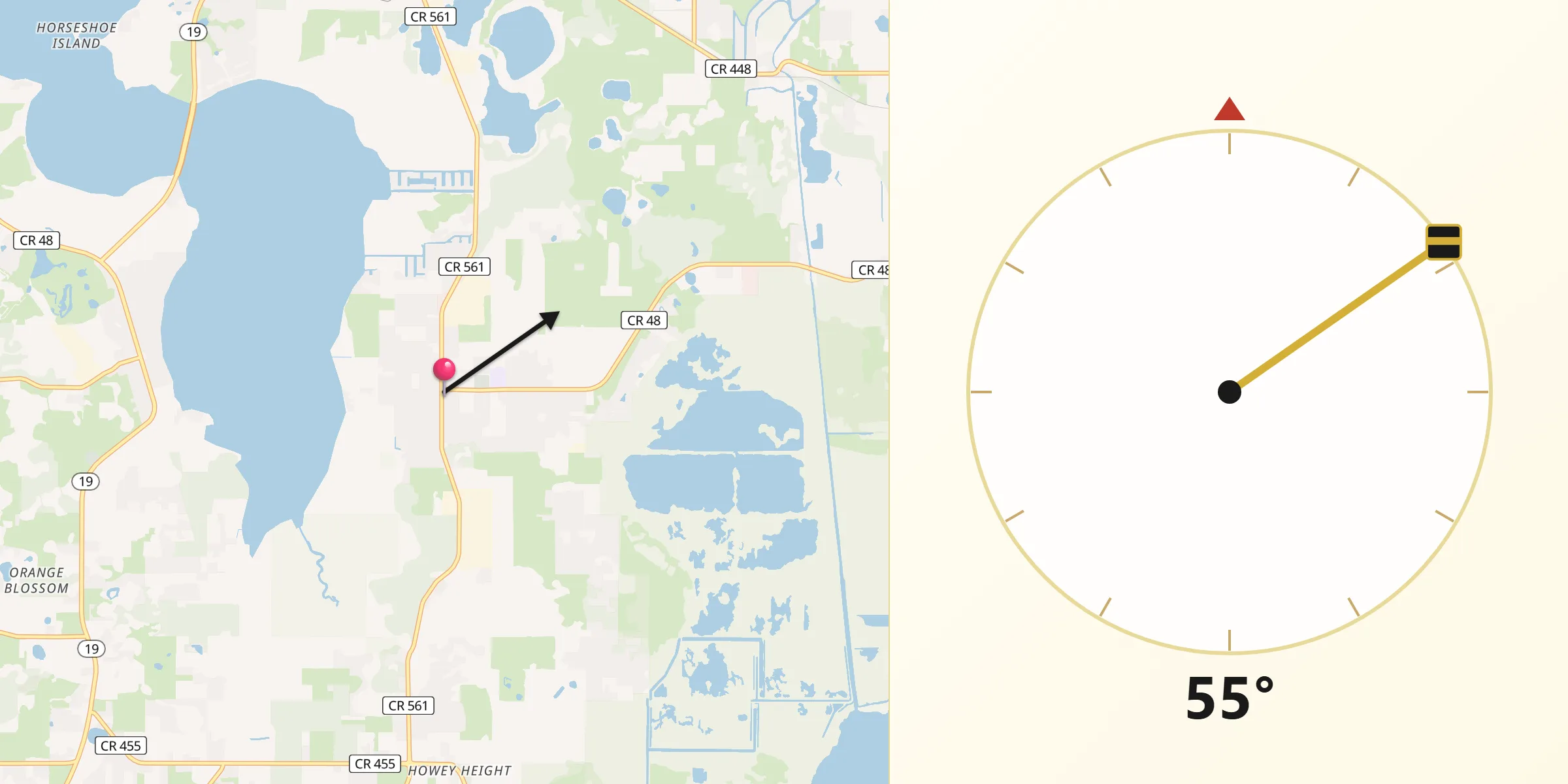 Qibla Direction from Astatula